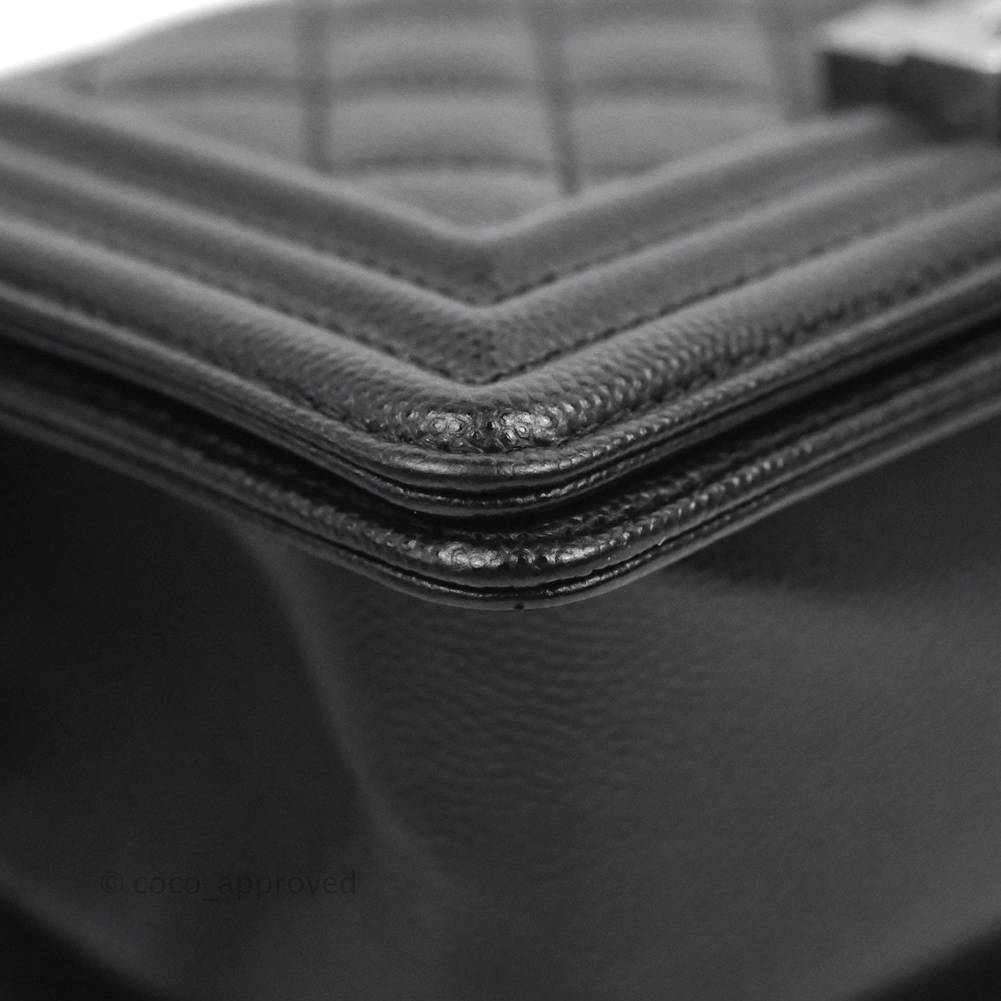 Chanel Small Quilted Boy Bag Black Caviar Ruthenium Hardware