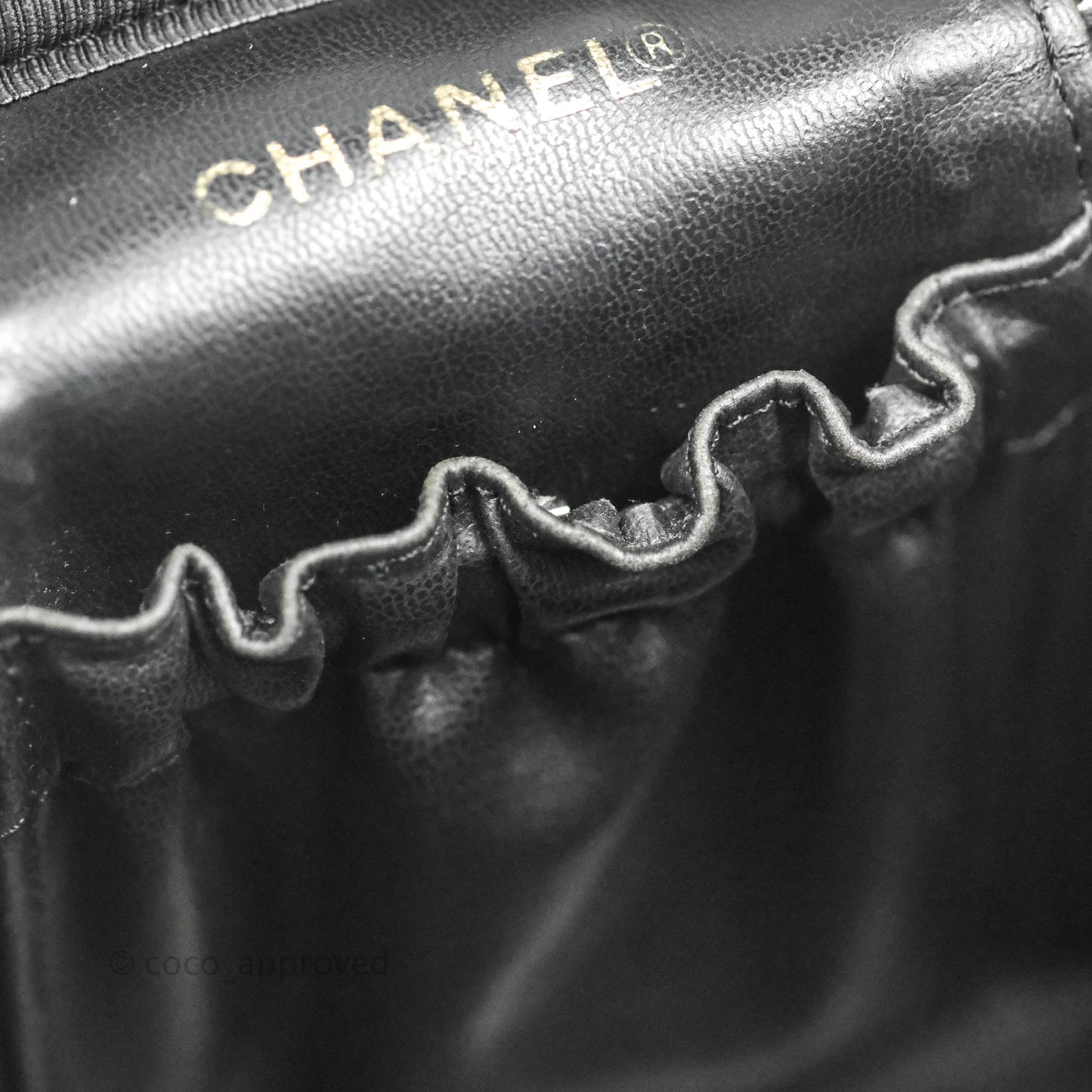 Chanel Vintage Vanity Case Black Caviar Gold Hardware