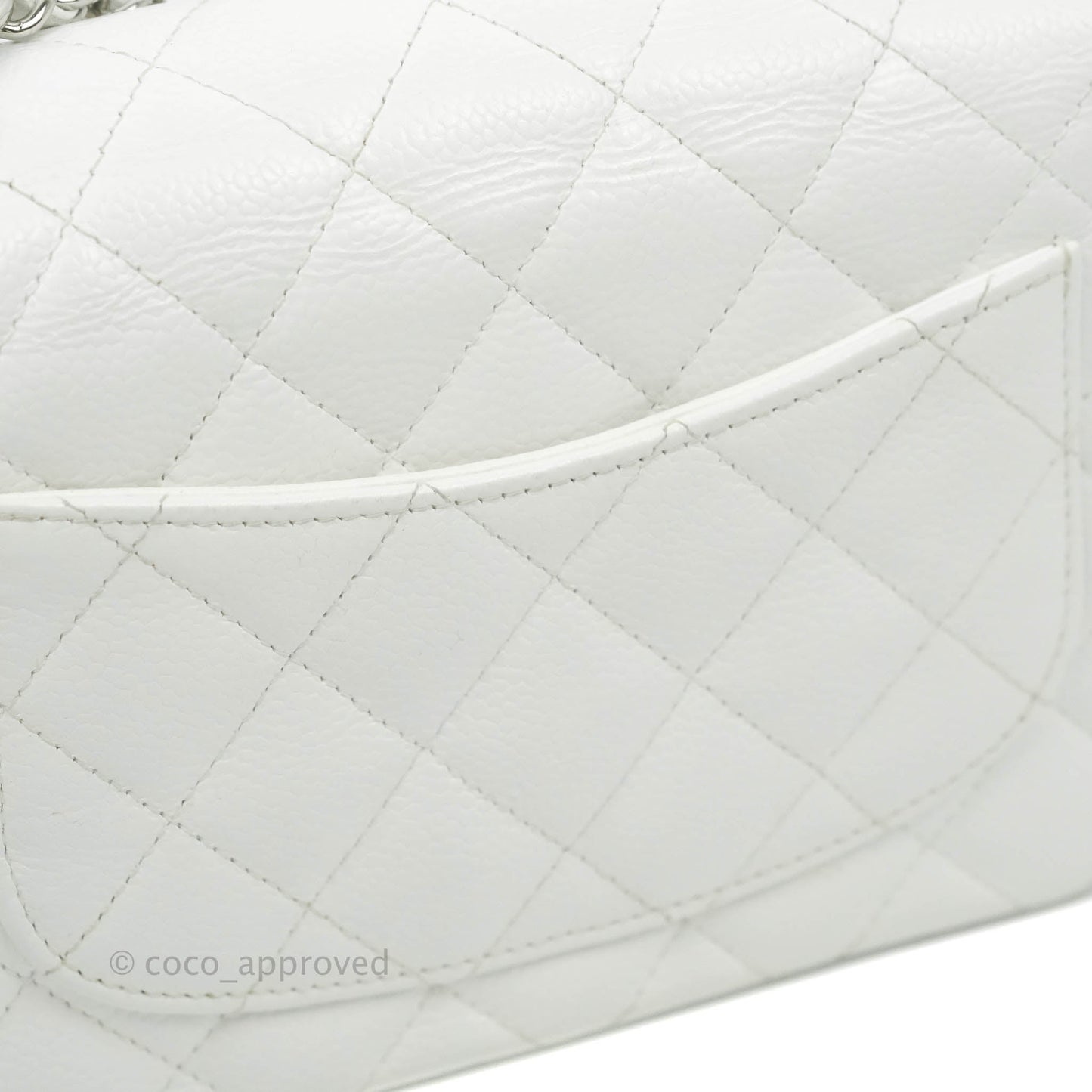 Chanel Quilted Vintage Mini Square Flap White Caviar Silver Hardware