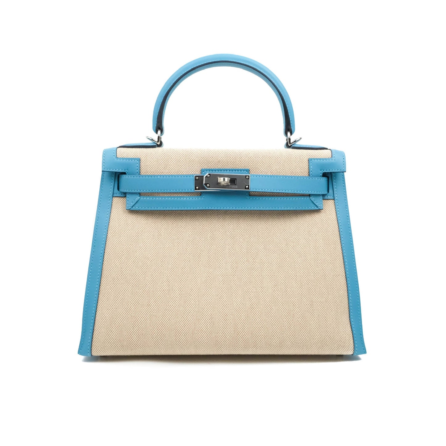 Hermès Kelly 28 Bleu Du Nord Swift & Ecru-beige Toile H Palladium Hardware