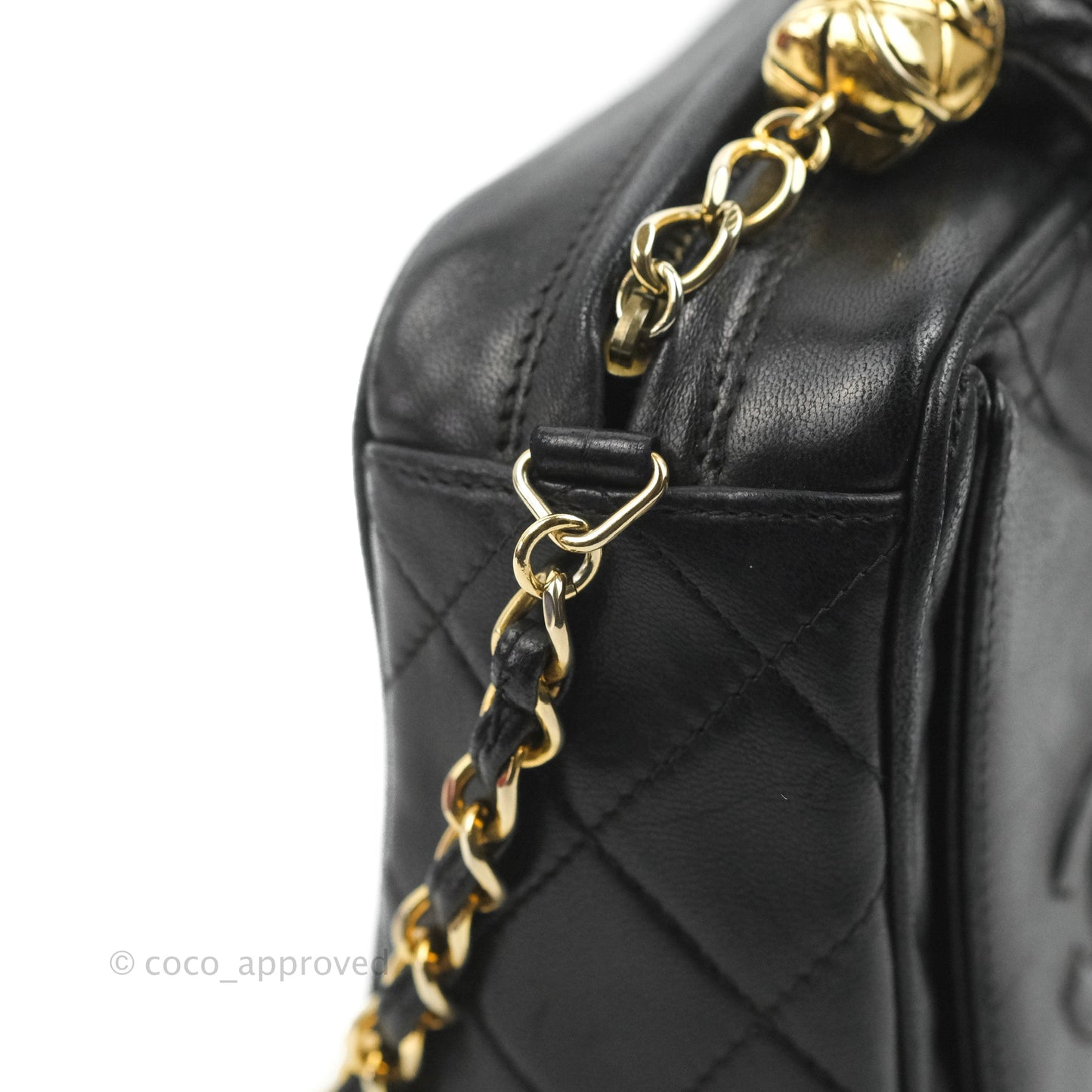 Chanel Vintage Small Camera Bag Black Lambskin Gold Hardware