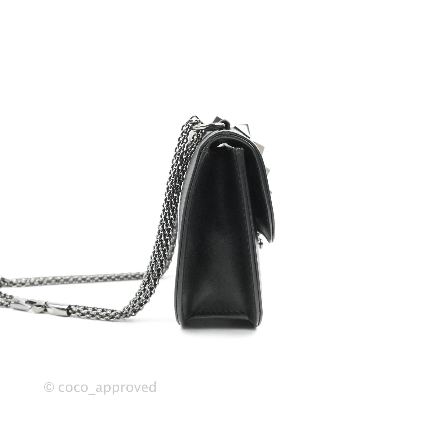Valentino Vitello Small Glam Lock Rockstud Flap So Black