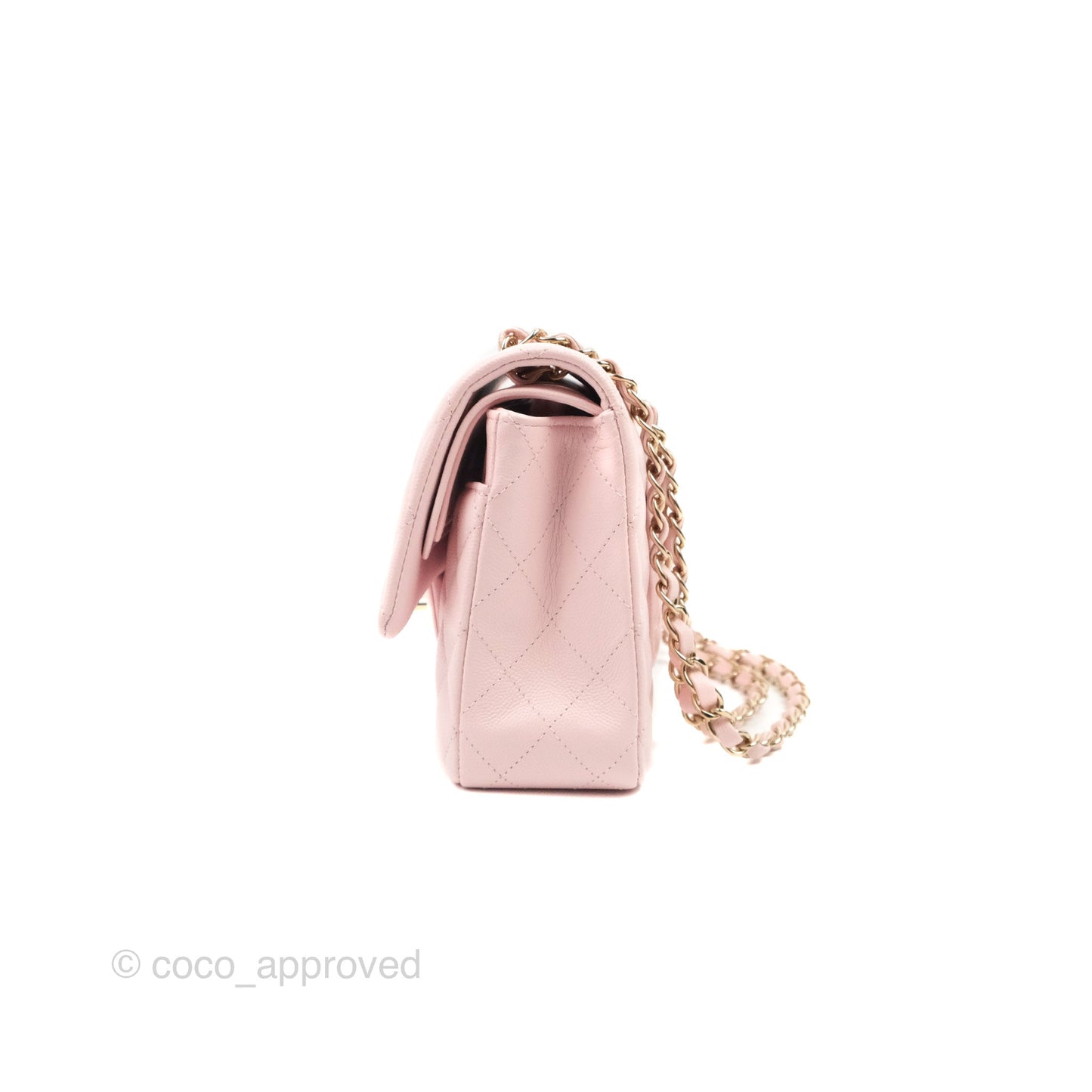 Chanel Classic M/L Medium Flap Quilted Light Pink Caviar Gold Hardware
