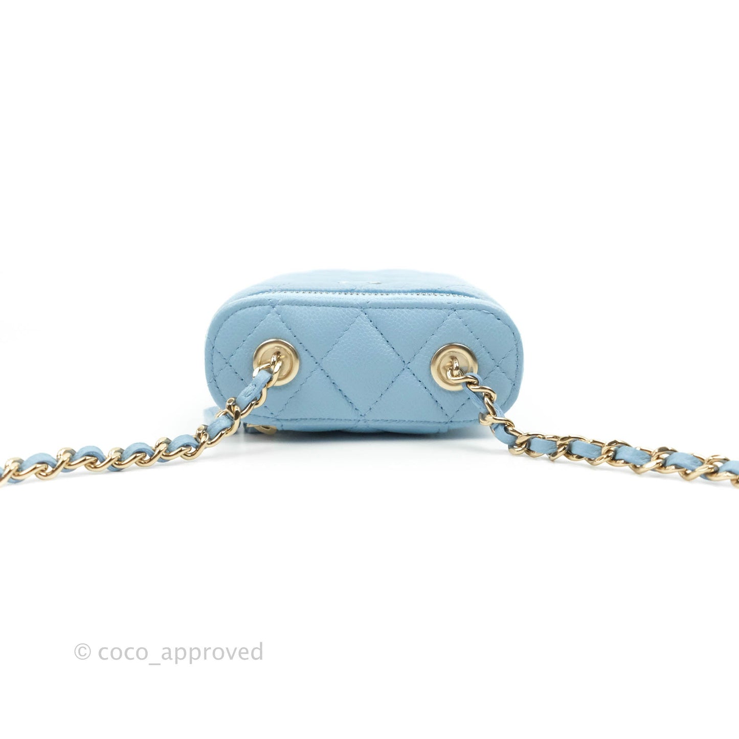 Chanel Classic Mini Vanity With Chain Blue Caviar Gold Hardware