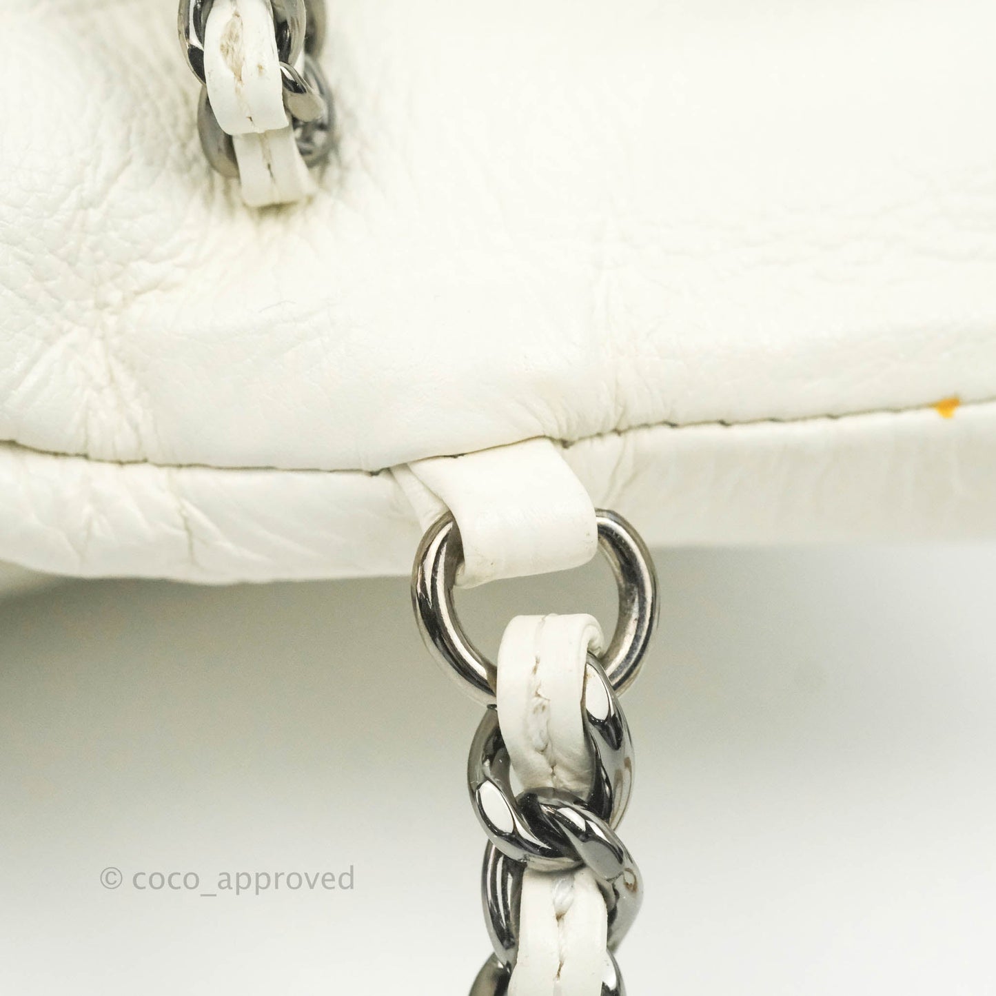 Chanel Small Gabrielle Drawstring Bag White Black Calfskin