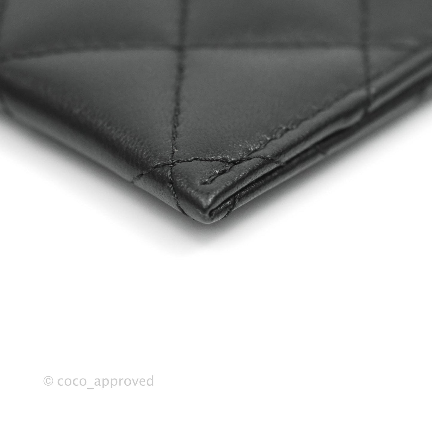 Chanel Glitter CC Card Holder Black Lambskin Silver Hardware