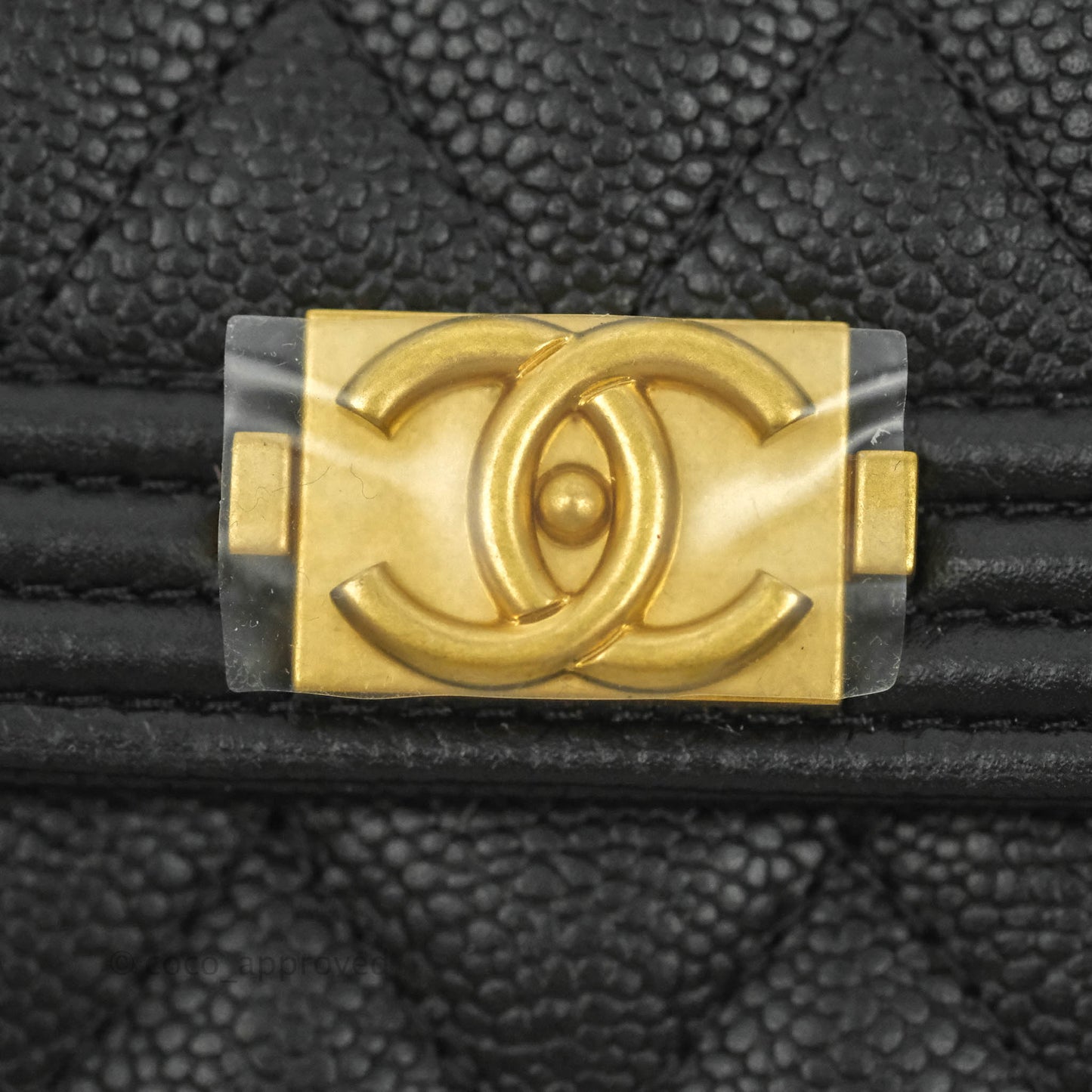 Chanel Boy Card Holder With Chain Black Caviar Gold Hardware