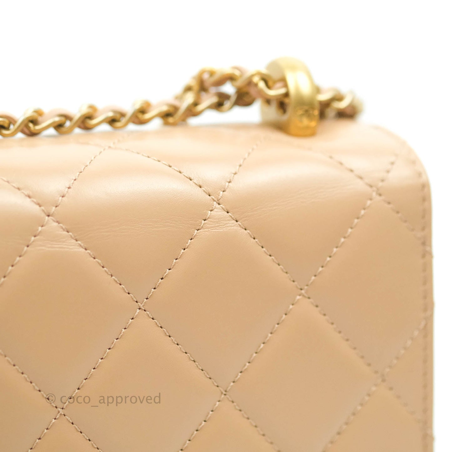 Chanel Quilted Mini Perfect Fit Adjustable Beige Calfskin Gold Hardware 21A