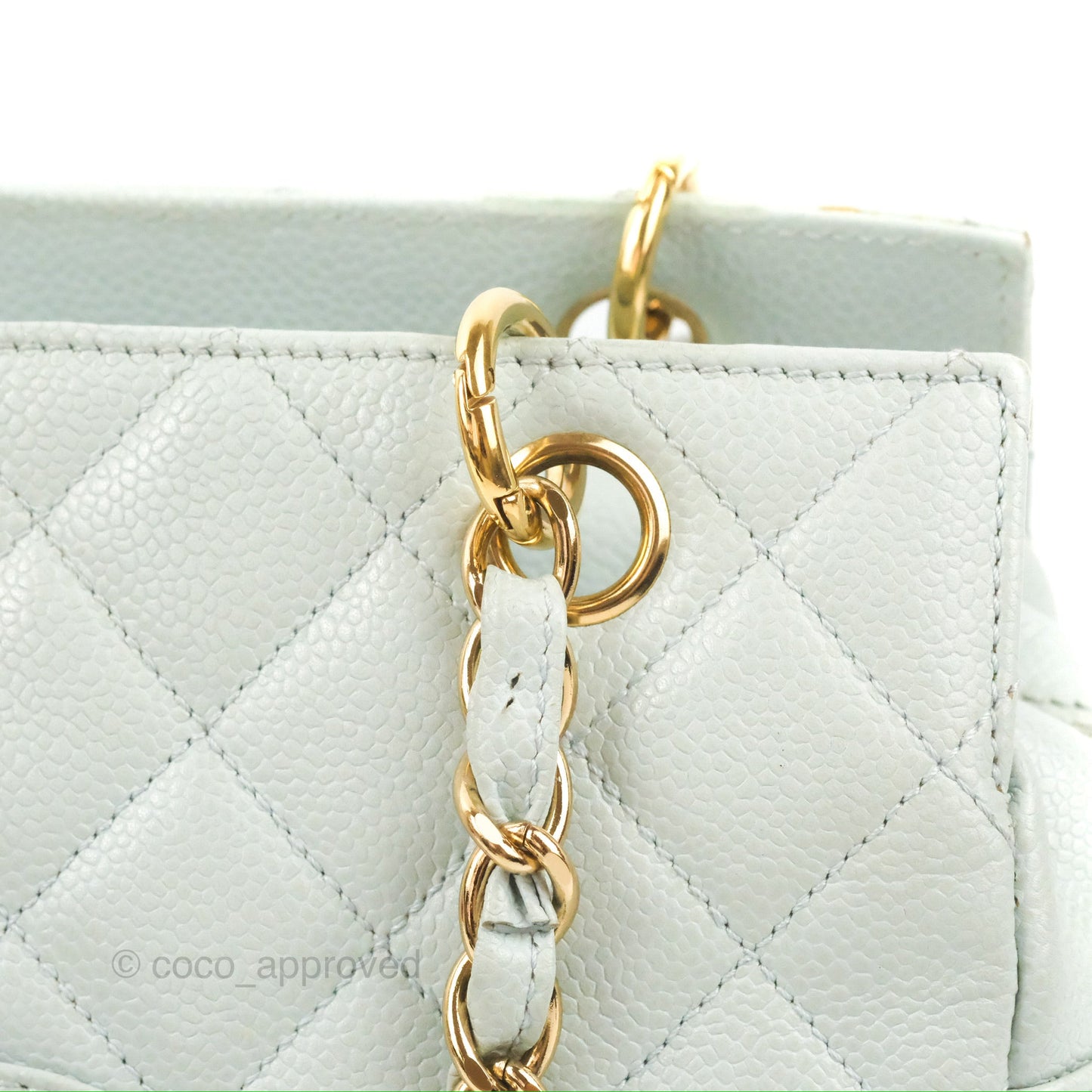Chanel PTT Petite Timeless Shopping Tote Bag Light Tiffany Blue Caviar Gold Hardware