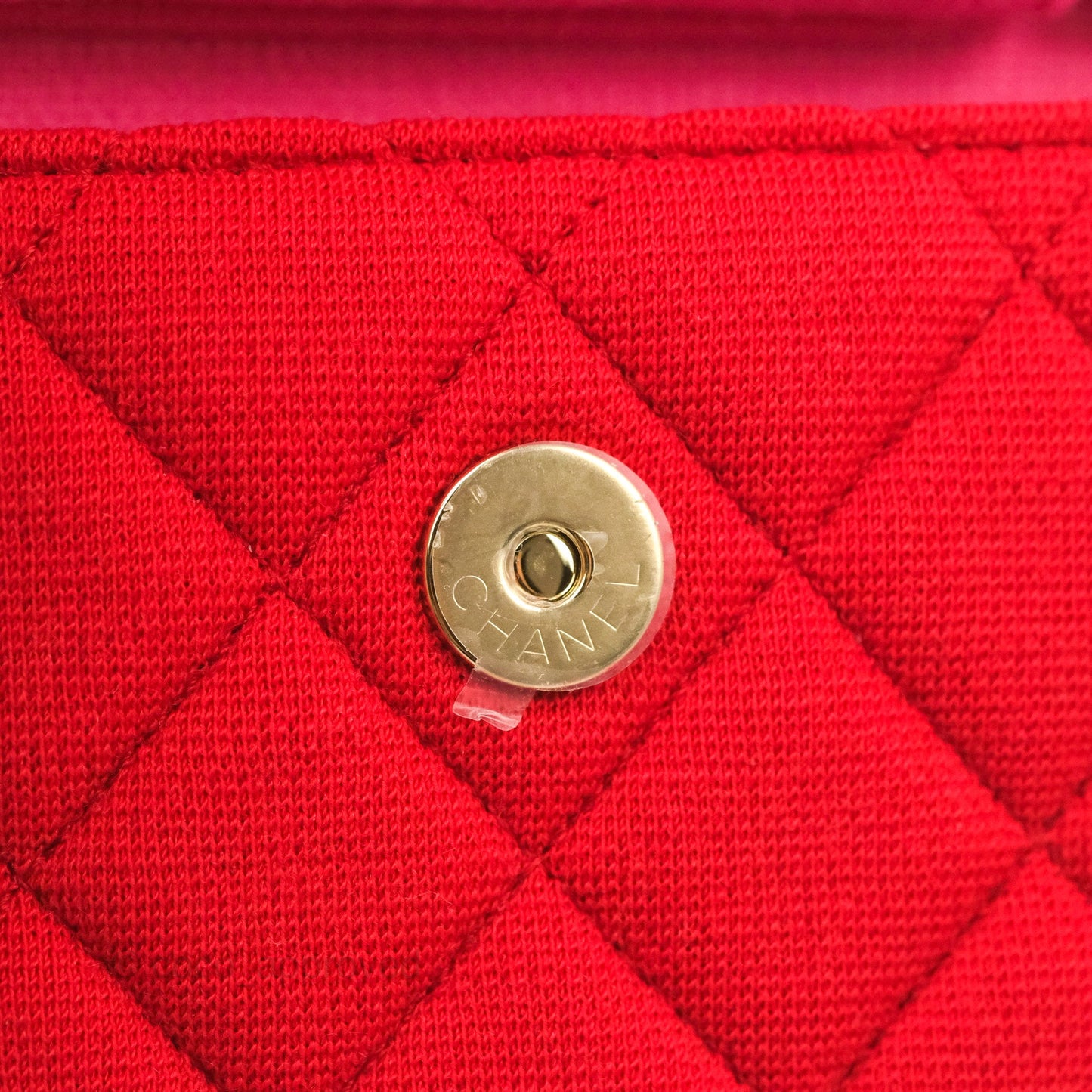 Chanel Mini Clutch With Chain Red Cotton Gold Hardware