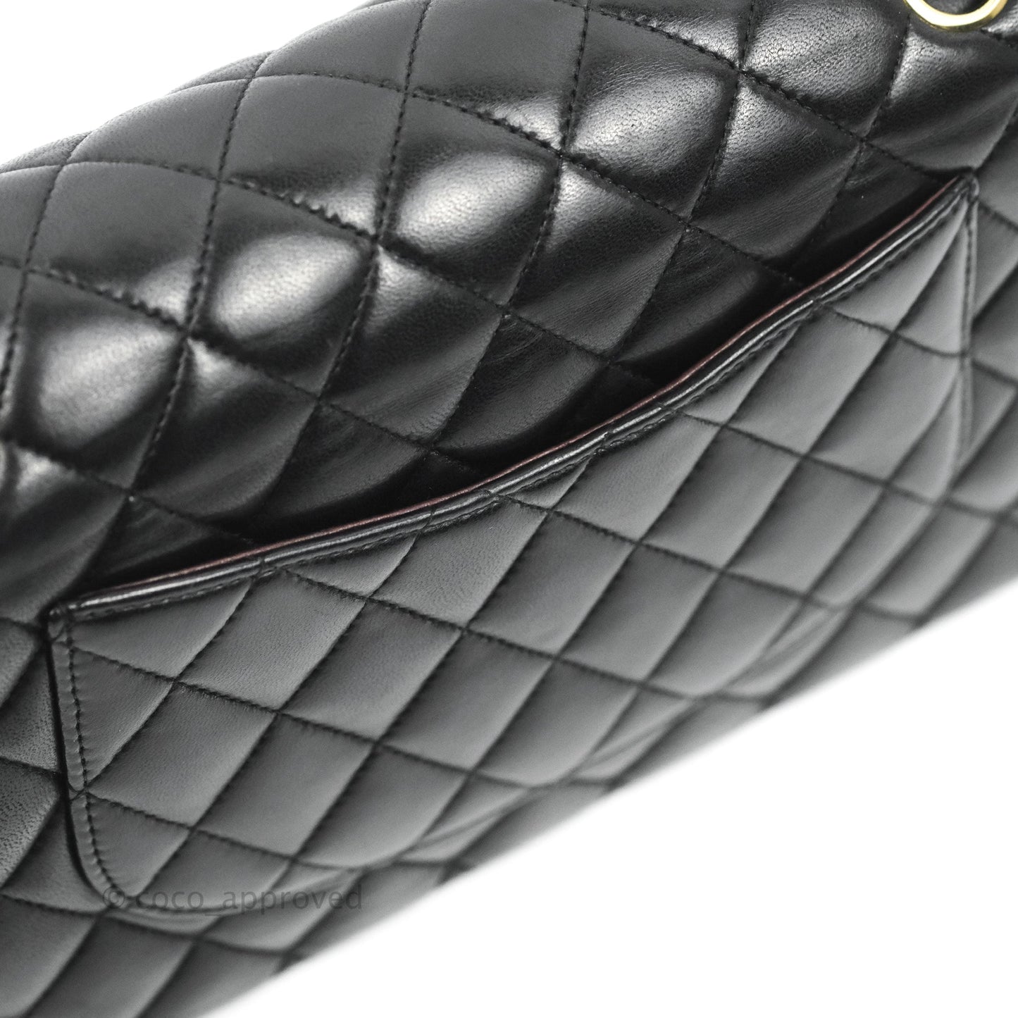 Chanel Classic M/L Medium Double Flap Black Lambskin Gold Hardware