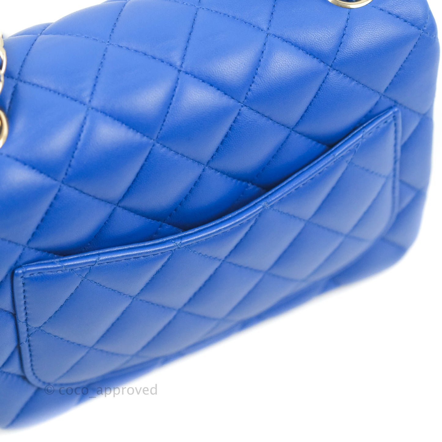 Chanel Mini Square Blue Lambskin Gold Hardware