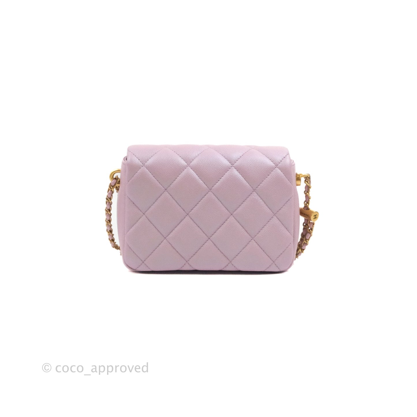 Chanel Quilted My Perfect Mini Iridescent Lilac Caviar Aged Gold Hardware 21K