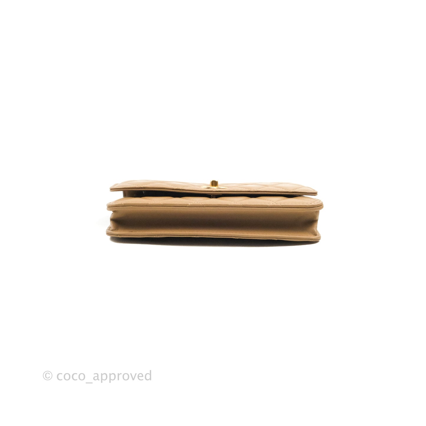 Chanel Quilted Pearl Crush Wallet on Chain WOC Beige Lambskin Aged Gold Hardware