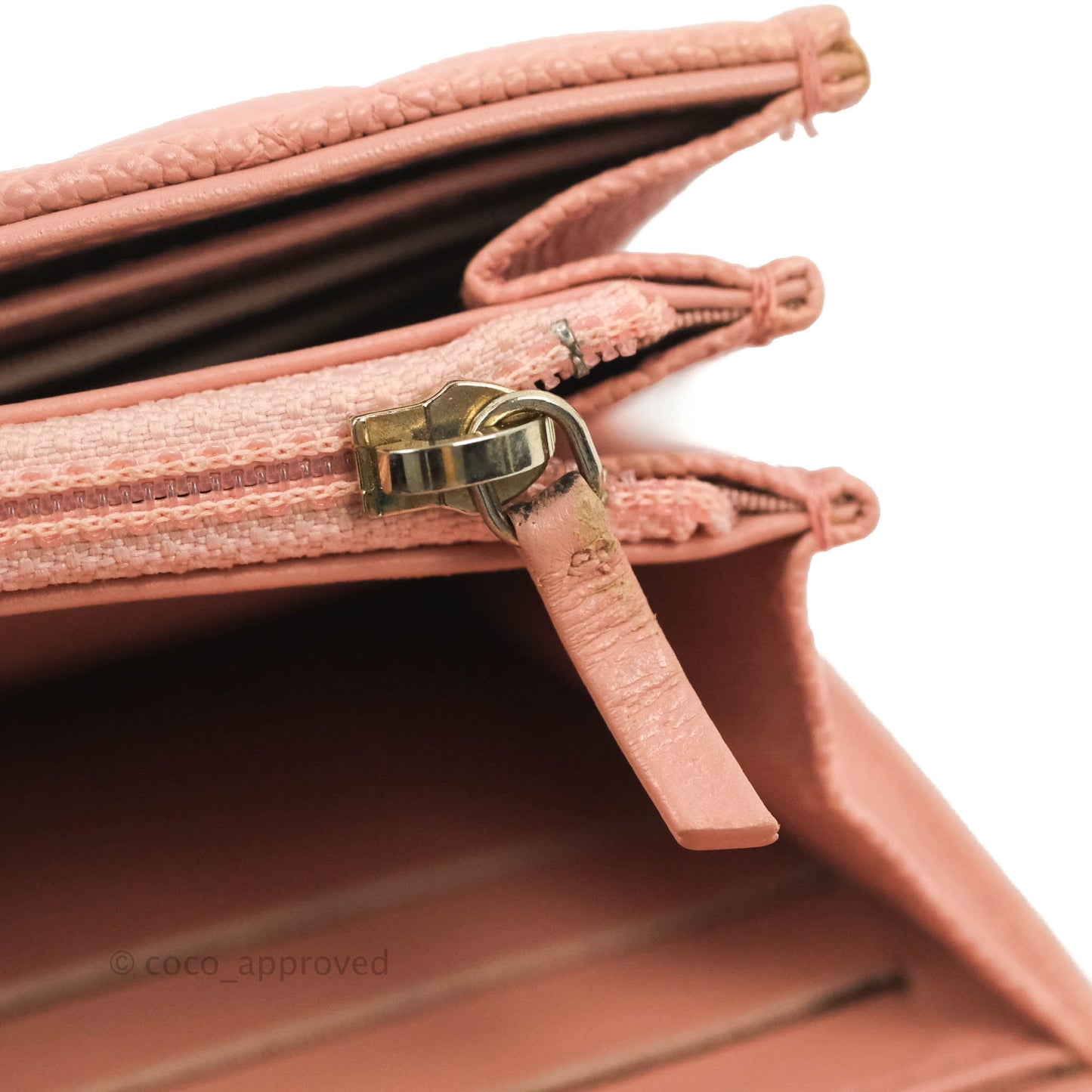 Chanel Quilted Boy Flap Long Wallet Pink Caviar Aged Gold Hardware