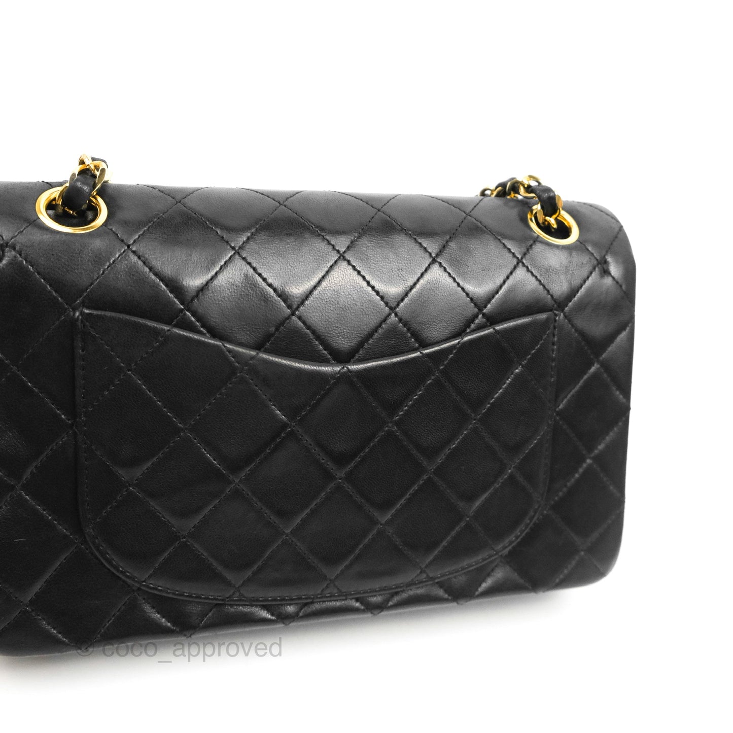 Chanel Classic Vintage Double Flap M/L Black Lambskin Gold Hardware