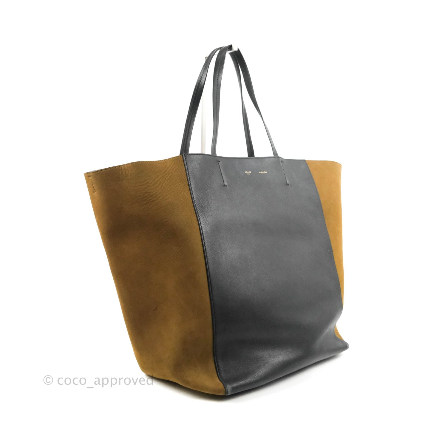 Celine Large Cabas Phantom Brown Suede Black Calfskin
