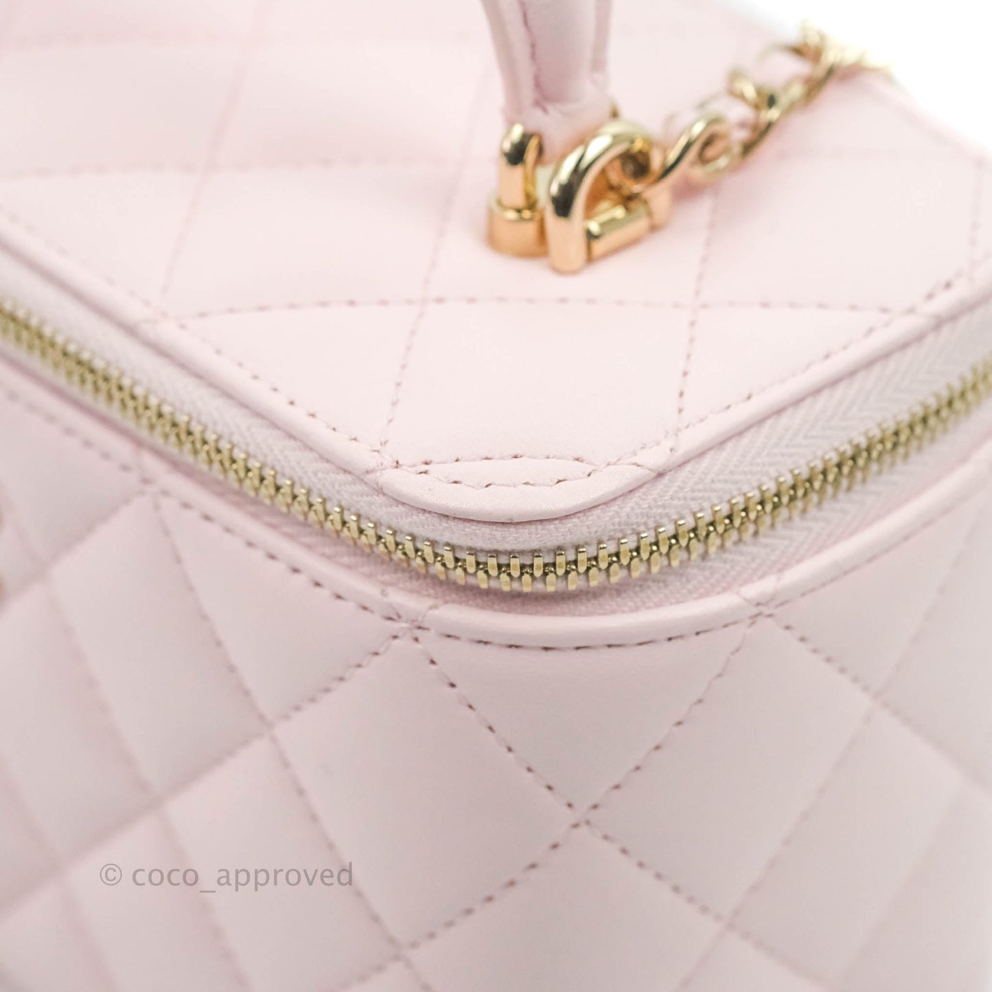 Chanel Top Handle Vanity with Chain Light Pink Lambskin Gold Hardware