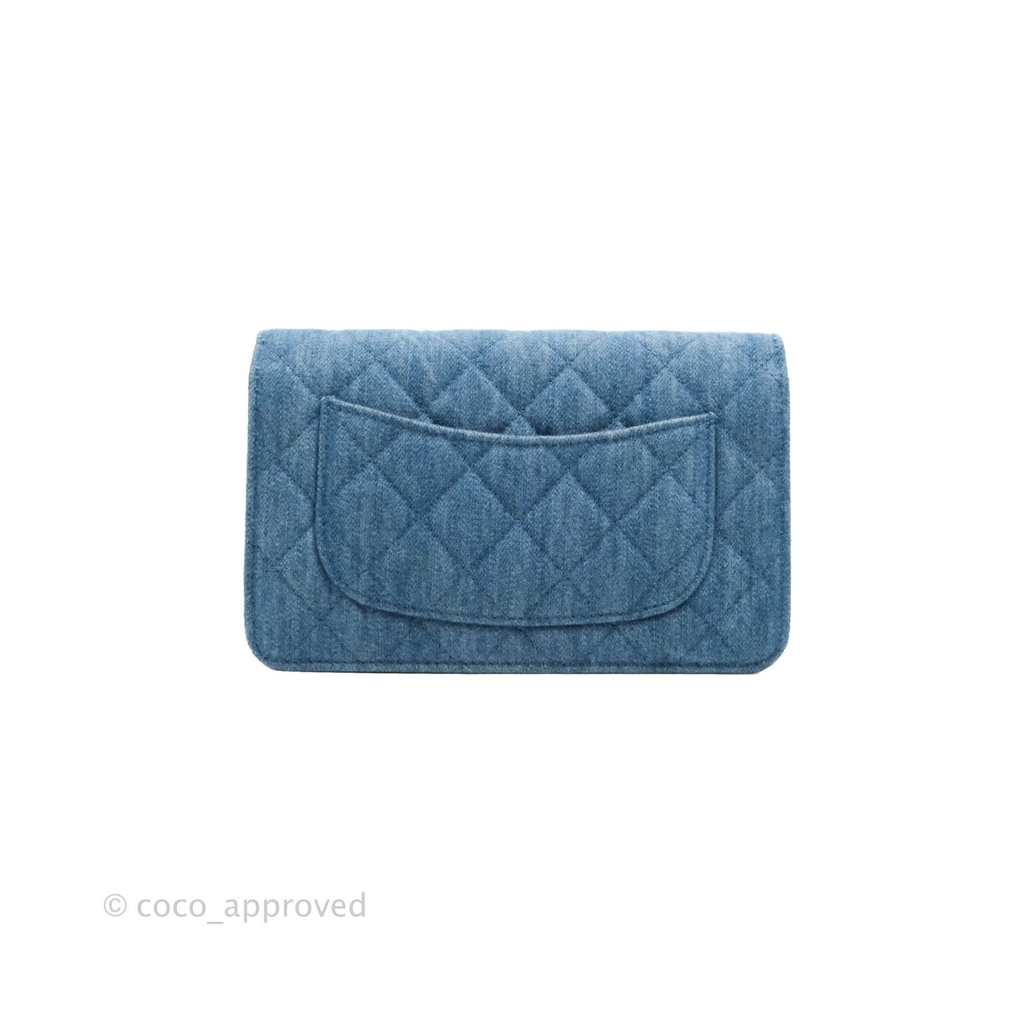 Chanel Quilted Pearl Crush Wallet on Chain WOC Denim Aged Gold Hardware