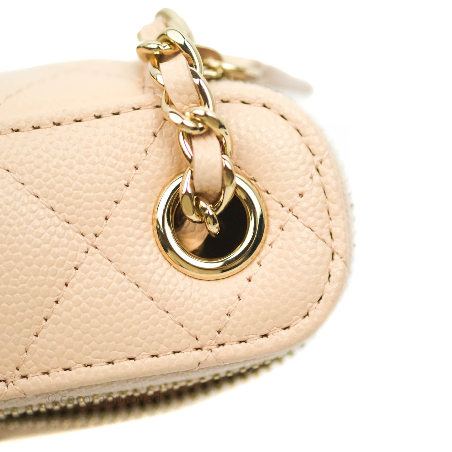 Chanel Classic Mini Vanity With Chain Beige Caviar Gold Hardware