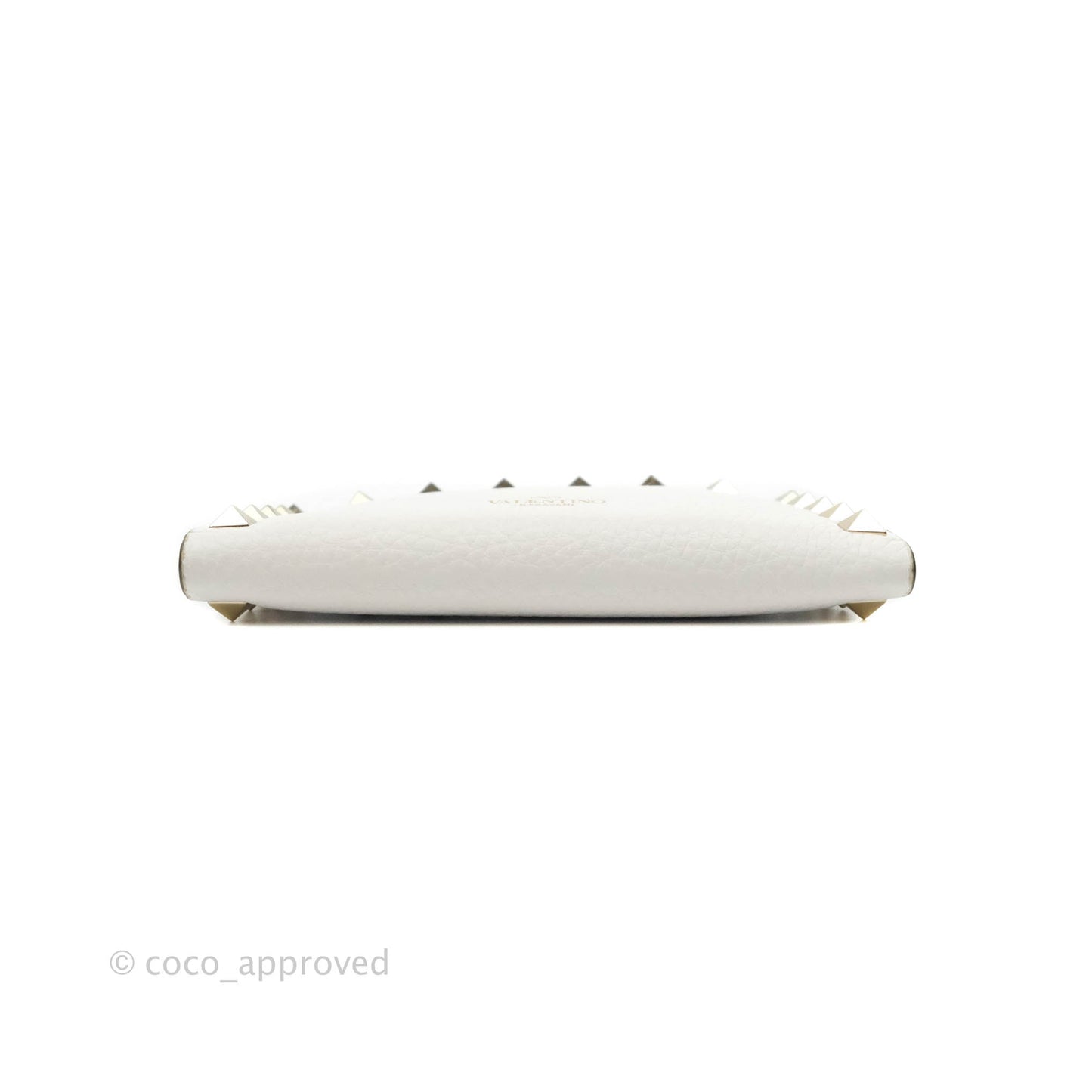 Valentino Garavani Shot Wallet White Grained Leather Gold Hardware