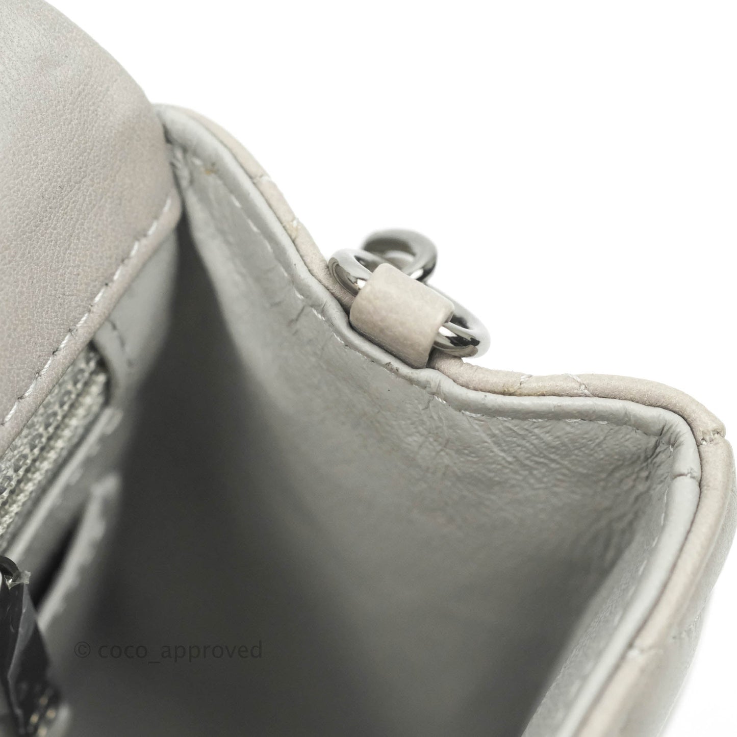 Chanel Quilted Mini Rectangular Flap Grey Lambskin Dark Silver Hardware
