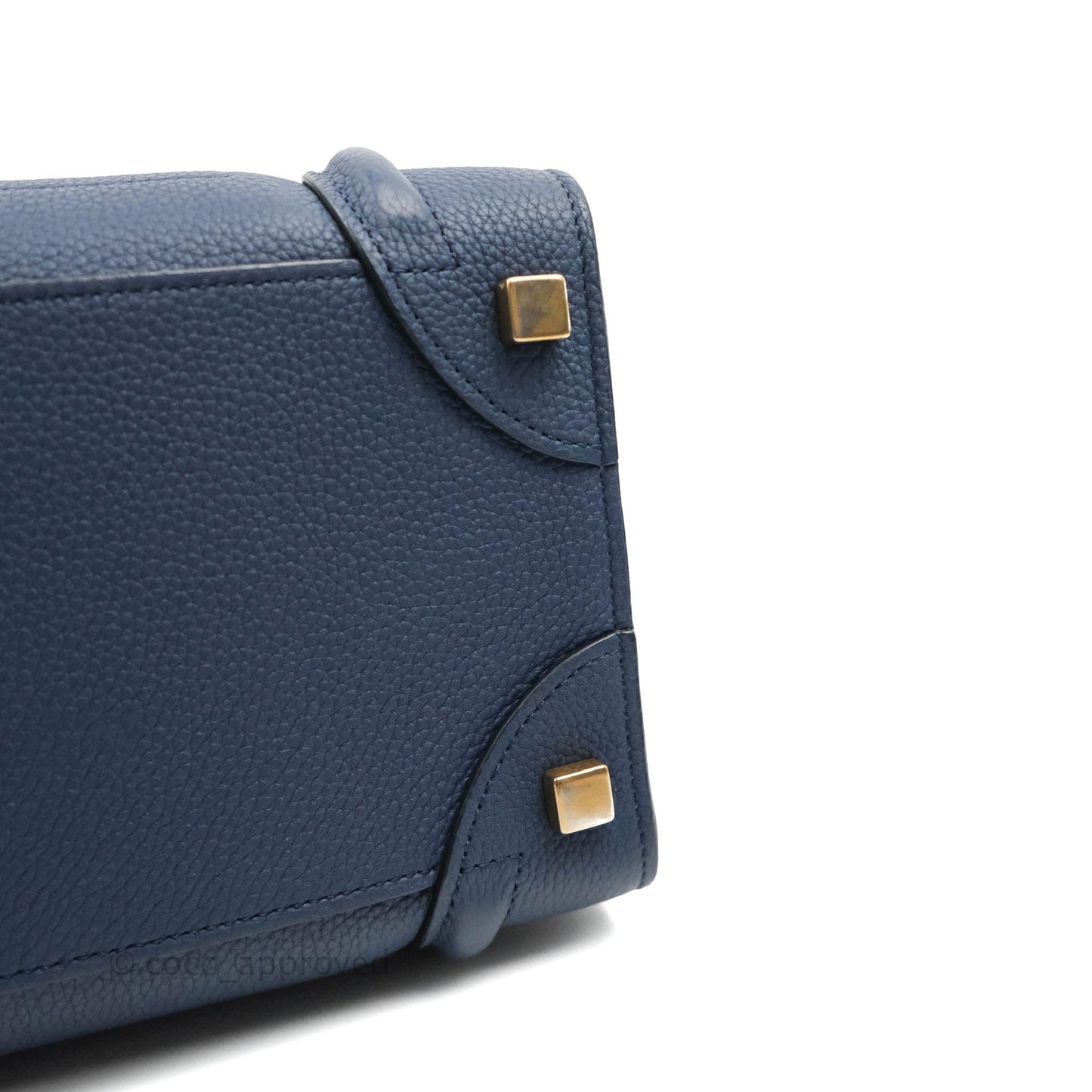 Celine Micro Luggage Handbag Navy Grained Calfskin Gold Hardware