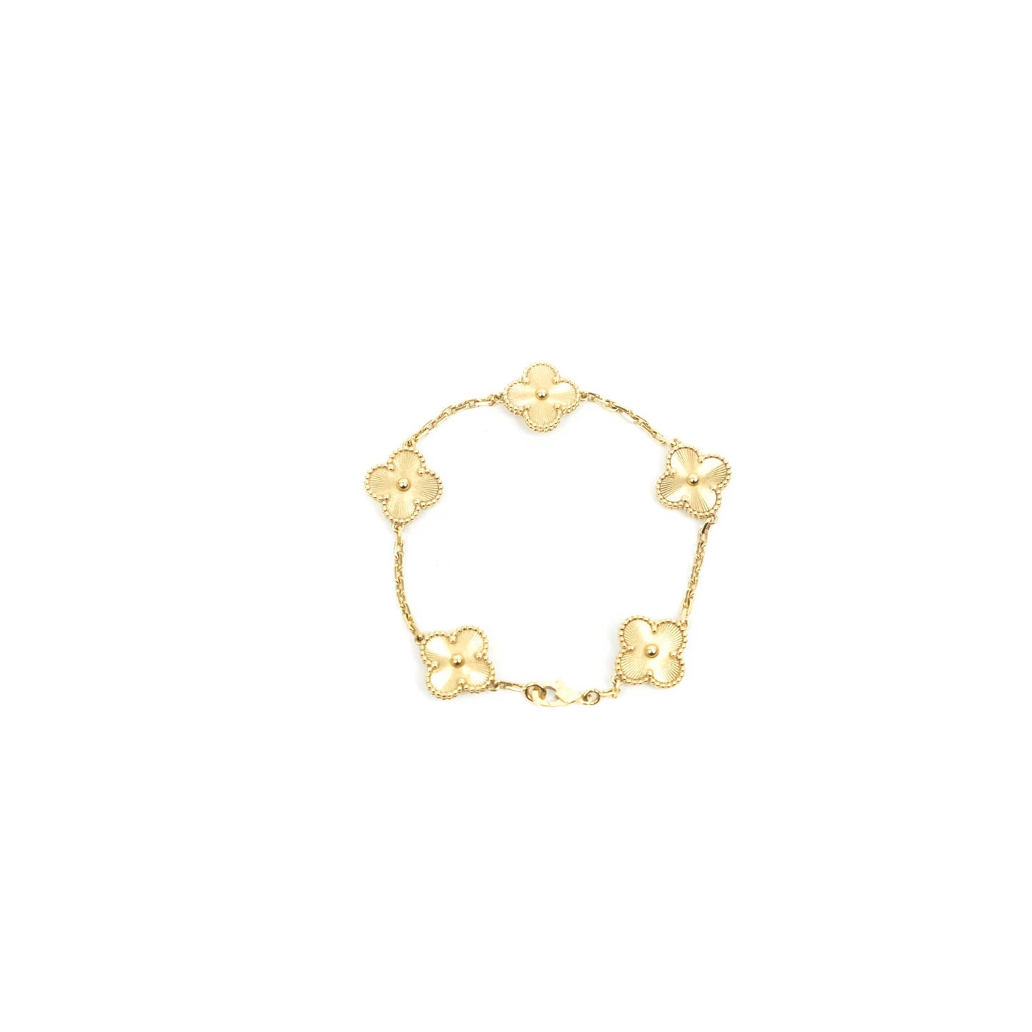 Van Cleef & Arpels Vintage Alhambra 5 Motifs Guilloche Yellow Gold Bracelet