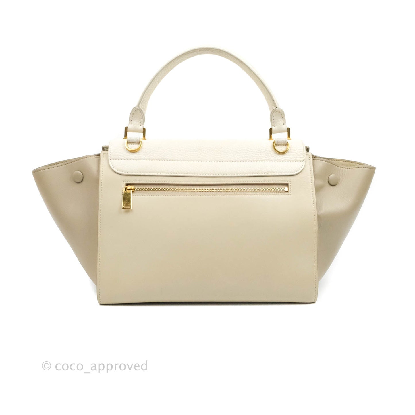 Celine Small Sleek Calfskin Tri-Color Trapeze Ivory
