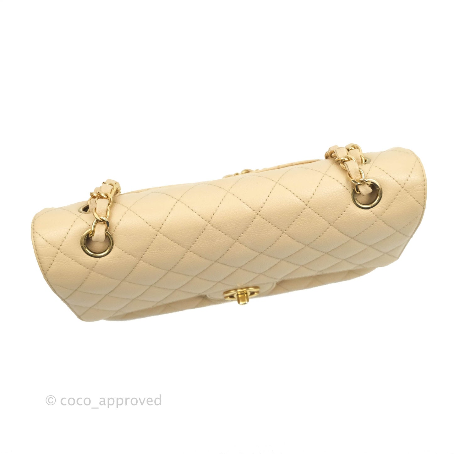 Chanel Classic Medium Flap Quilted Beige Caviar Gold Hardware