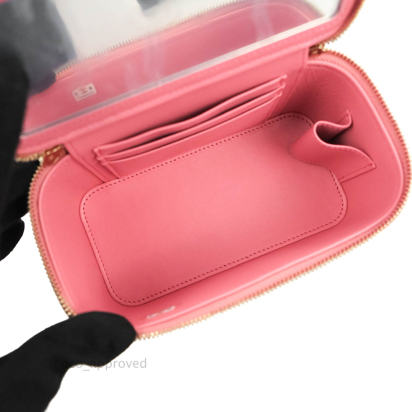 Chanel Vanity Rectangular Top Handle Pink Lambskin Gold Hardware