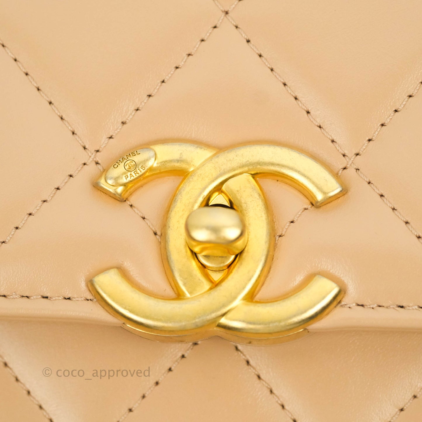 Chanel Quilted Small Perfect Fit Adjustable Beige Calfskin Gold Hardware 21A