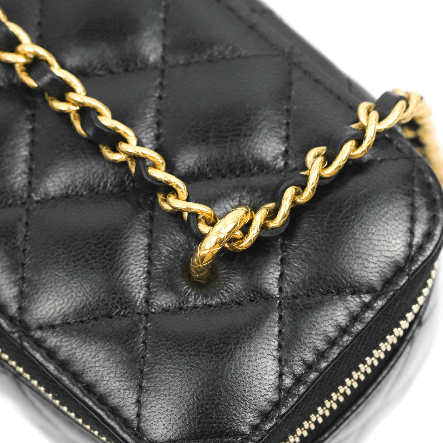 Chanel Vanity with Double Chain Black Shiny Lambskin 23C