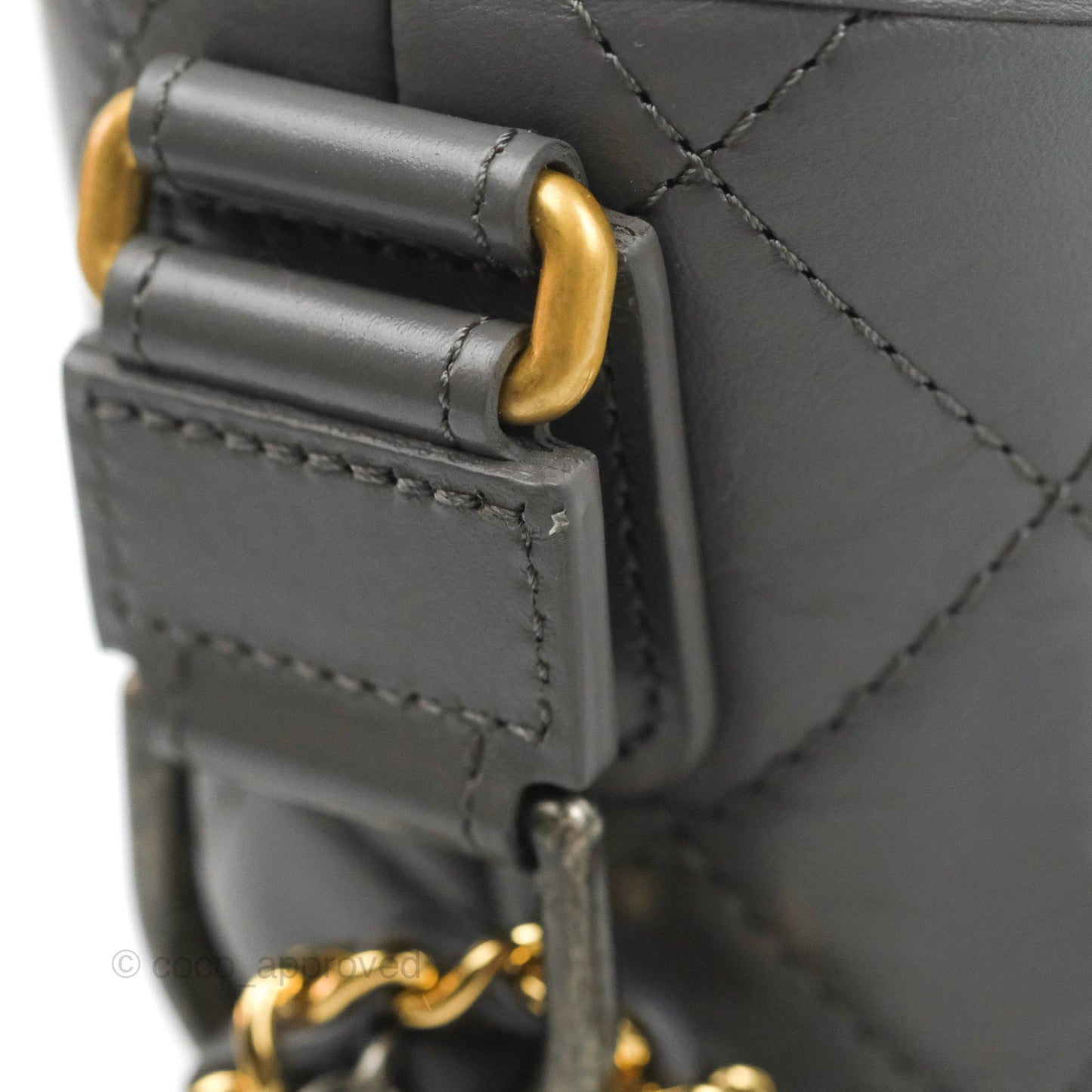 Chanel Quilted Small Gabrielle Hobo Grey Calfskin Mixed Hardware