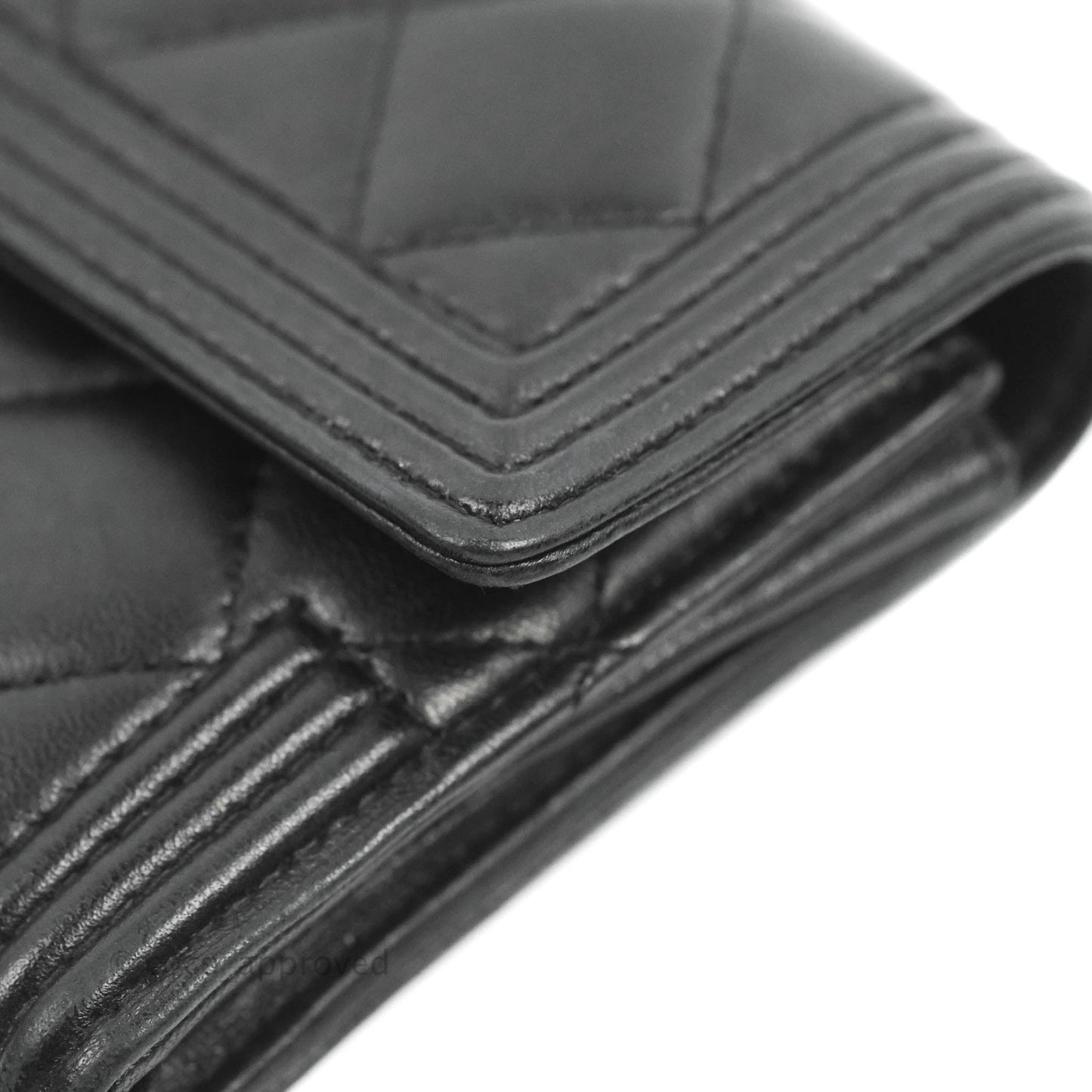 Chanel Quilted Boy Flap Long Wallet Black Lambskin Ruthentium Hardware