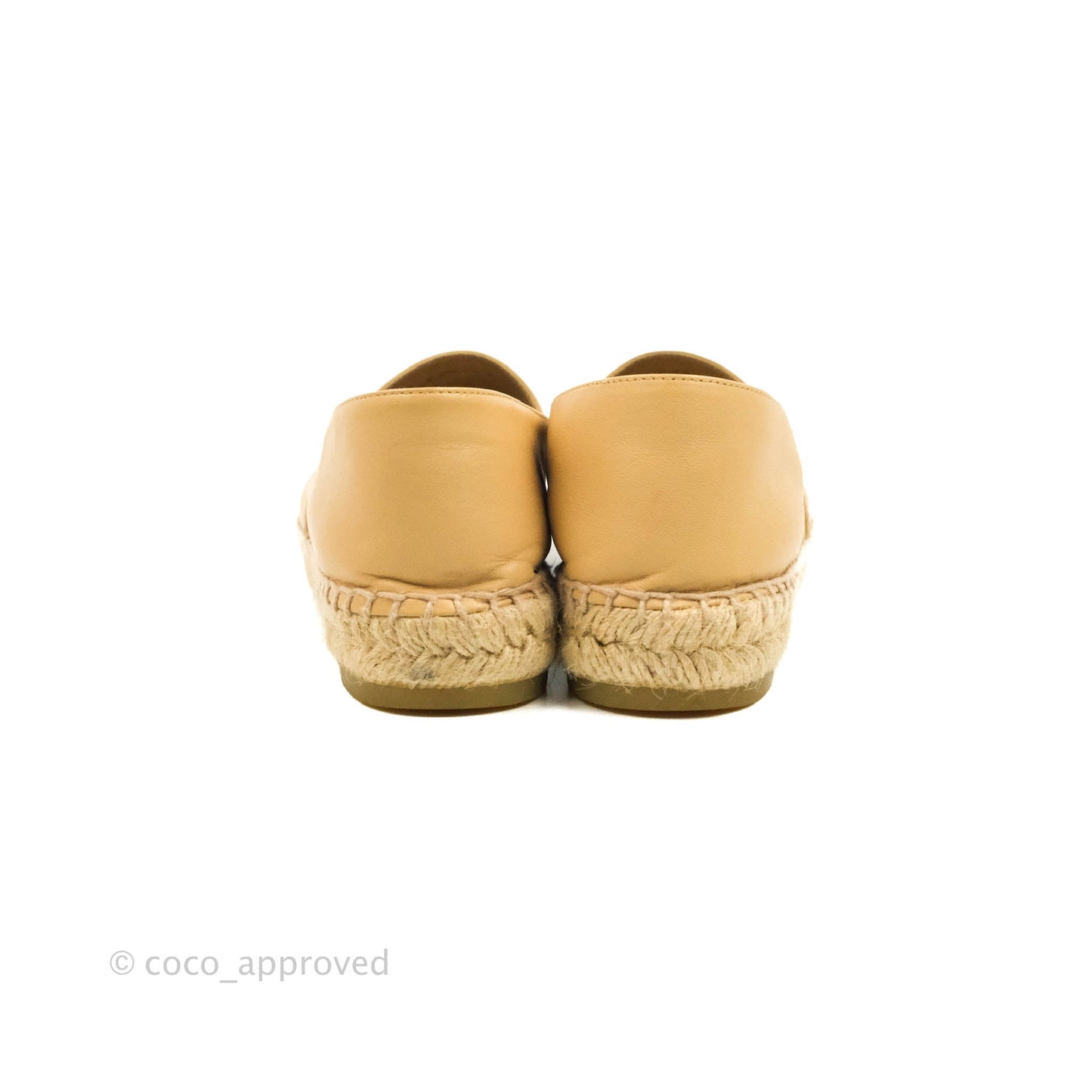 Chanel Espadrille Beige Black Leather Size 37