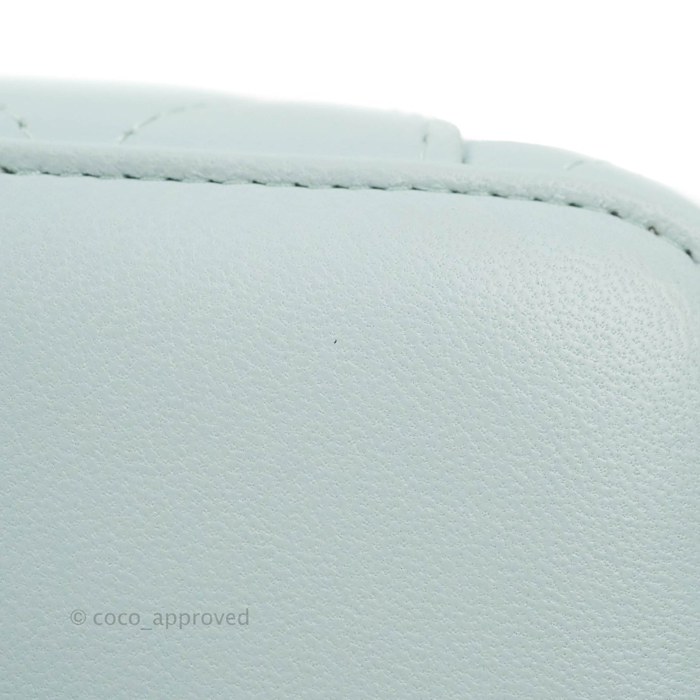 Chanel Mini Top Handle Vanity With Chain Light Blue Lambskin Gold Hardware