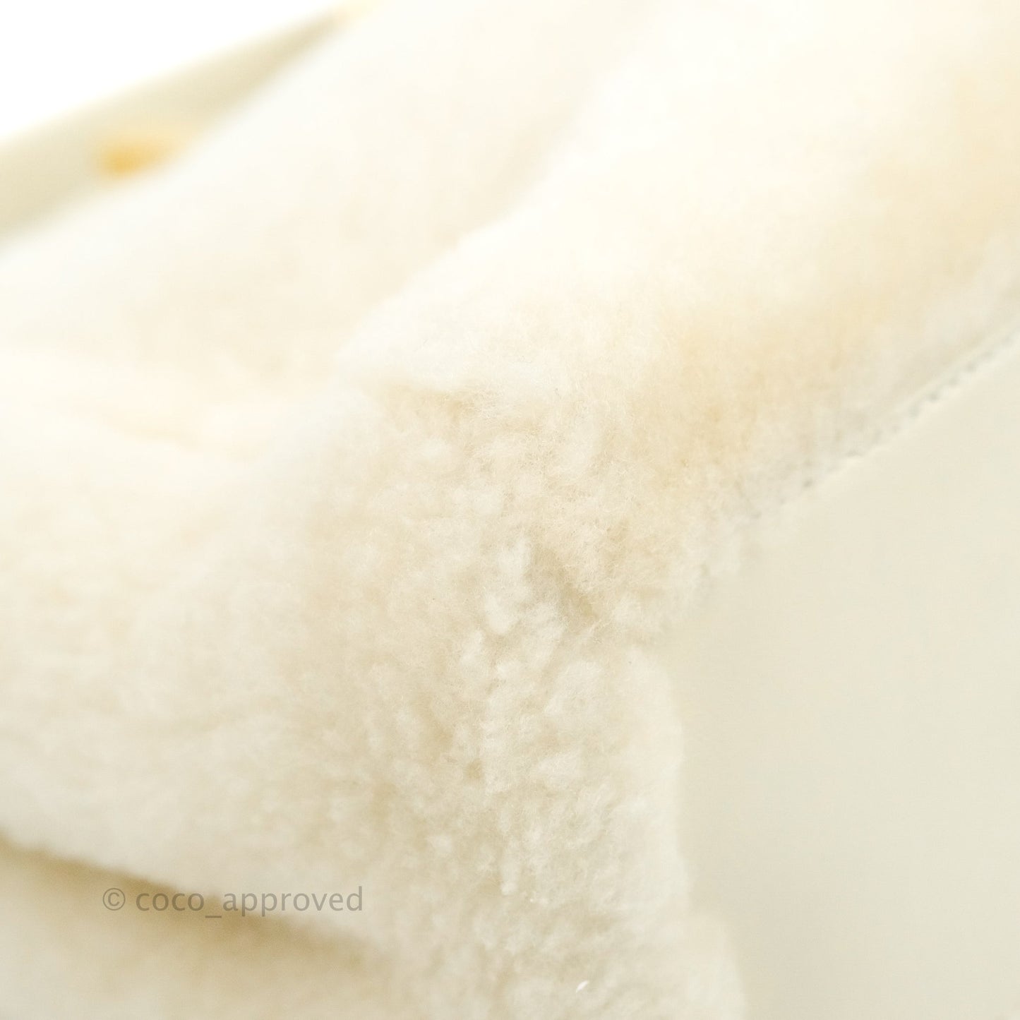 Fendi Mini Peekaboo Shearling Bag White Gold Harware