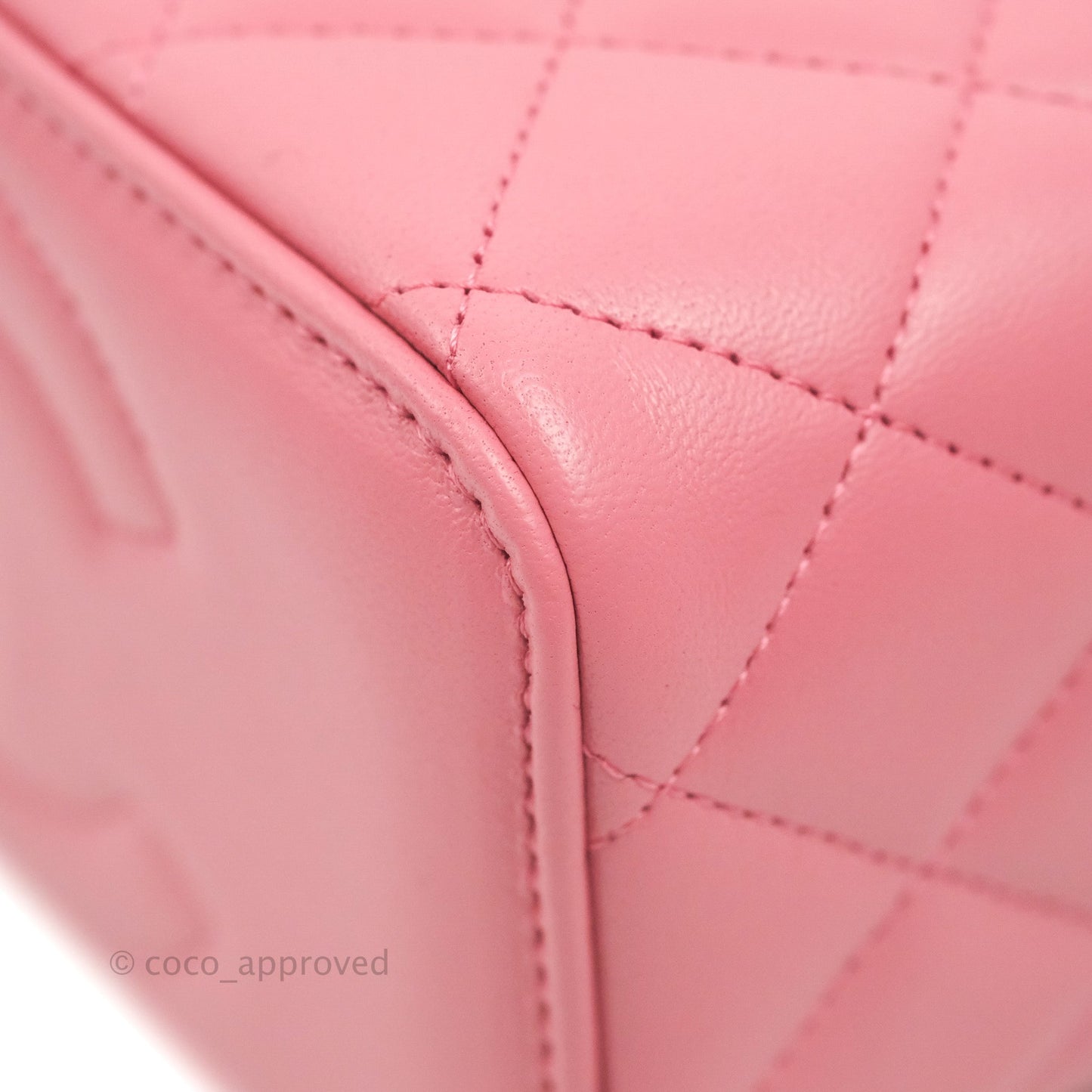 Chanel Vanity Rectangular Top Handle Pink Lambskin Gold Hardware