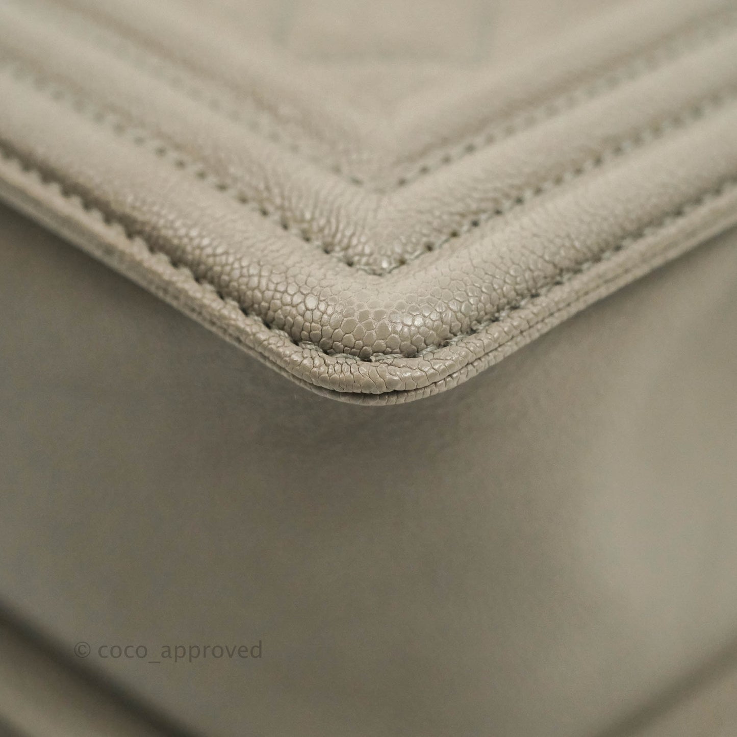 Chanel Quilted Medium Boy Grey Caviar Aged Gold Hardware