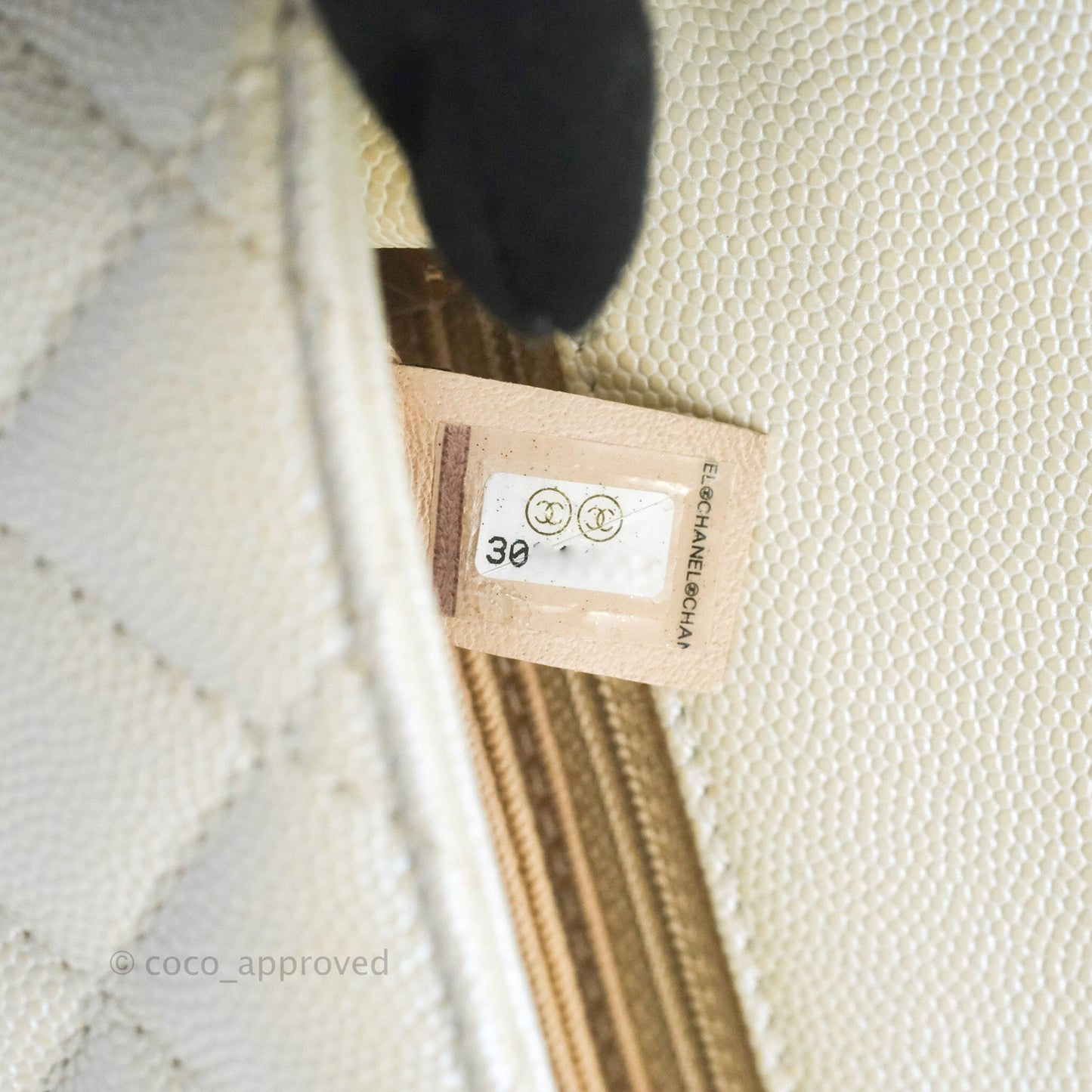 Chanel Mini Coco Handle Quilted Iridescent Pearl White Caviar Gold Hardware