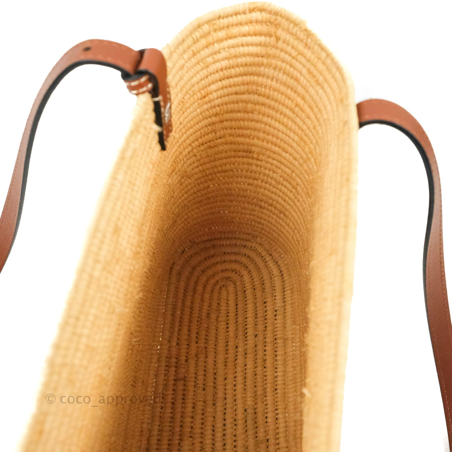Loewe Small Square Basket Bag Raffia Calfskin Natural/Pecan