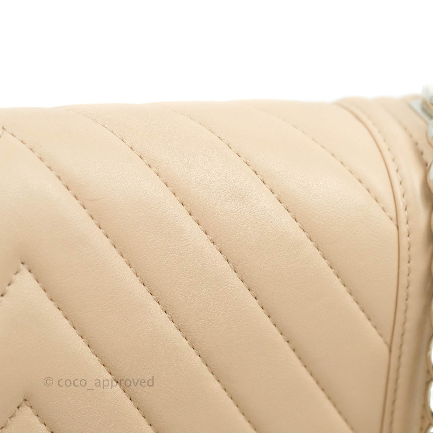 Chanel Chevron Medium Boy Light Pink Beige Calfskin Silver Hardware