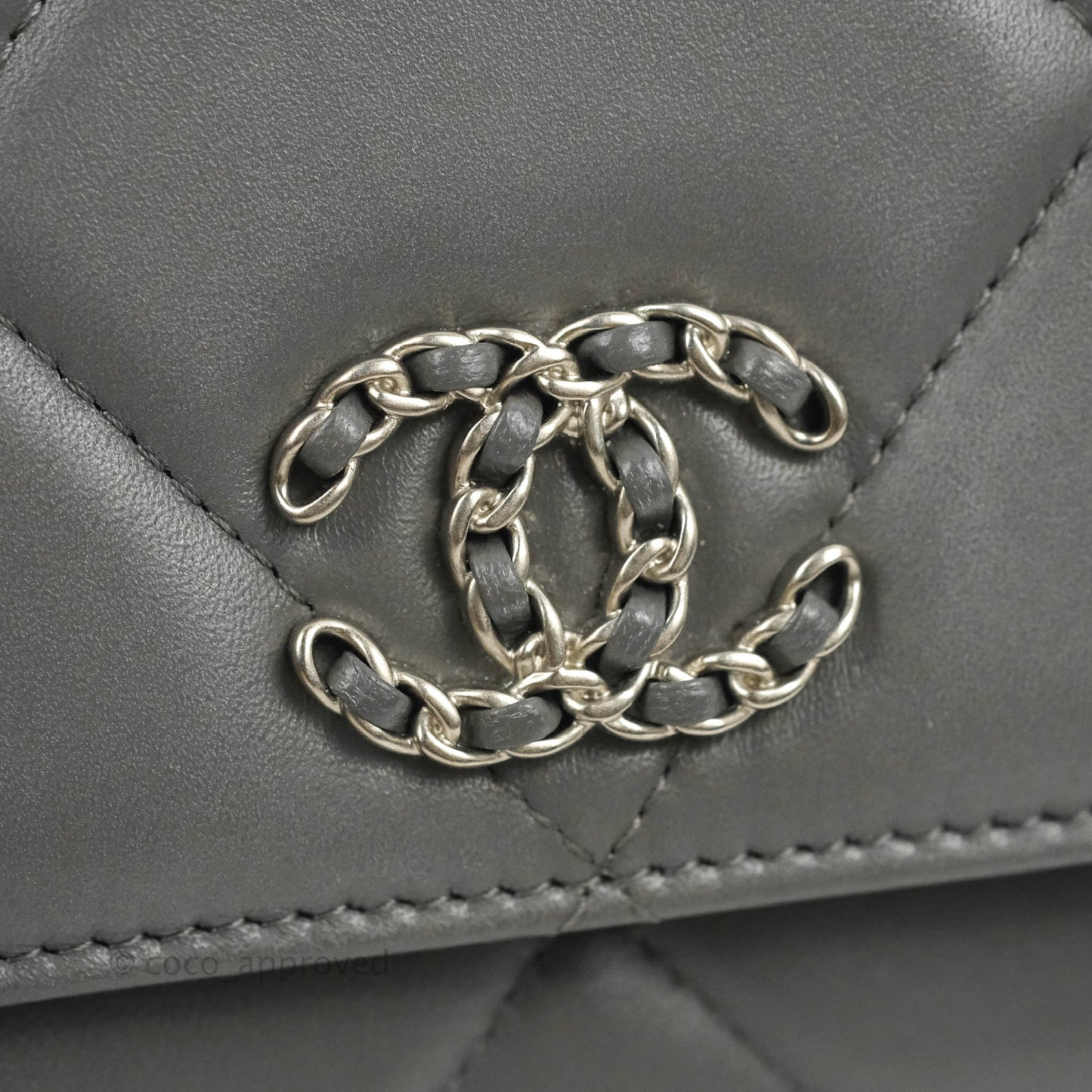 Chanel 19 Wallet on Chain WOC Dark Grey Lambskin Mixed Hardware