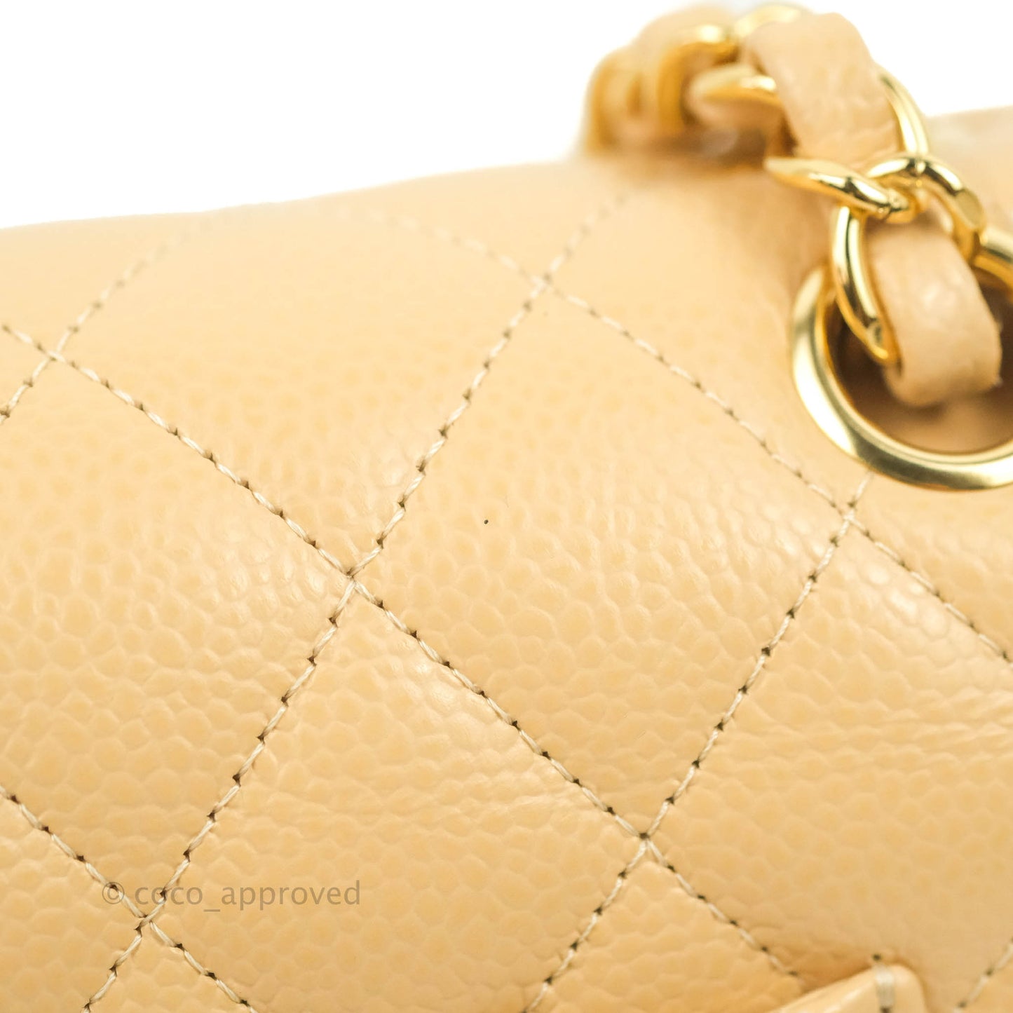 Chanel Classic M/L Medium Flap Quilted Beige Caviar Gold Hardware