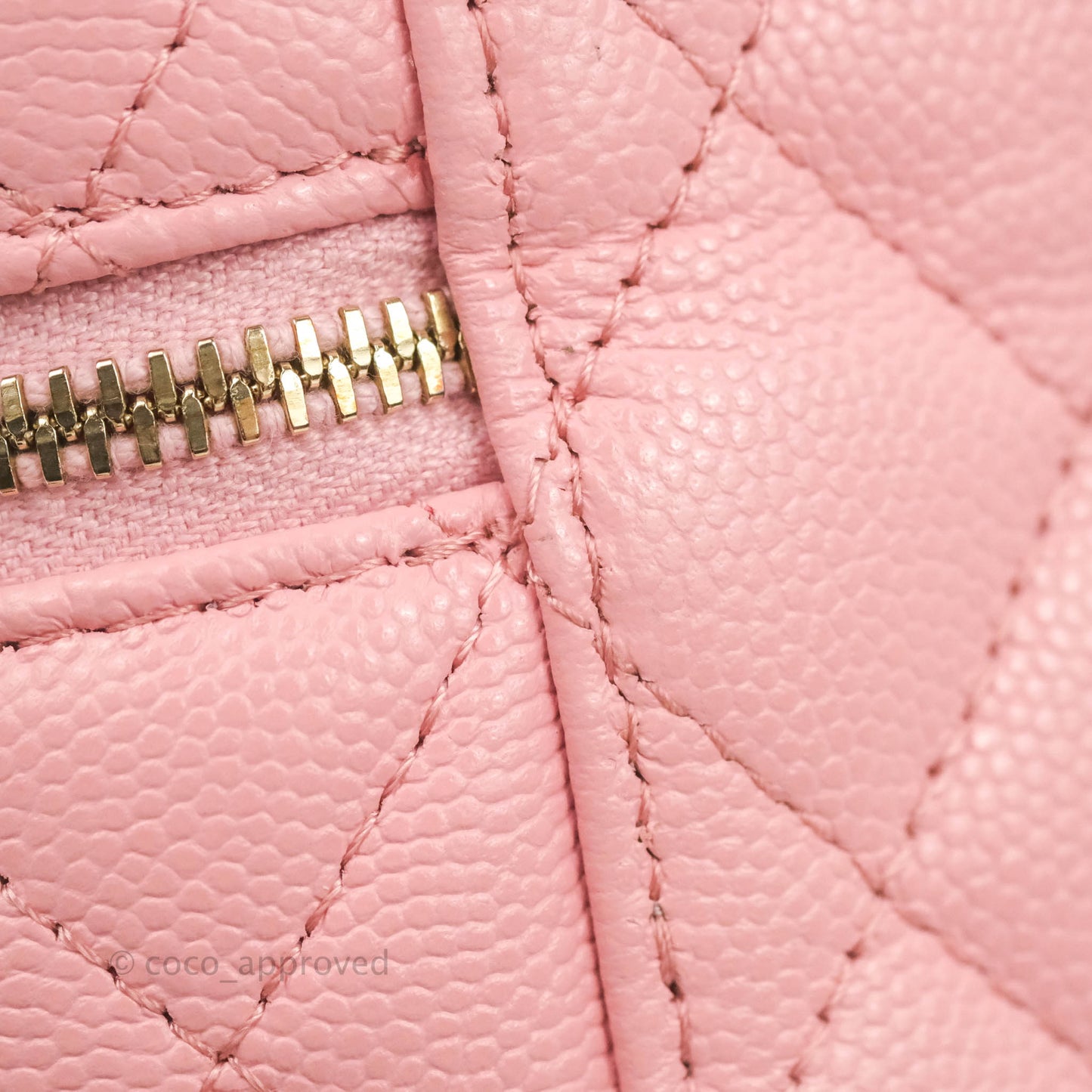 Chanel Vanity Phone Holder With Chain Pink Caviar Gold Hardware