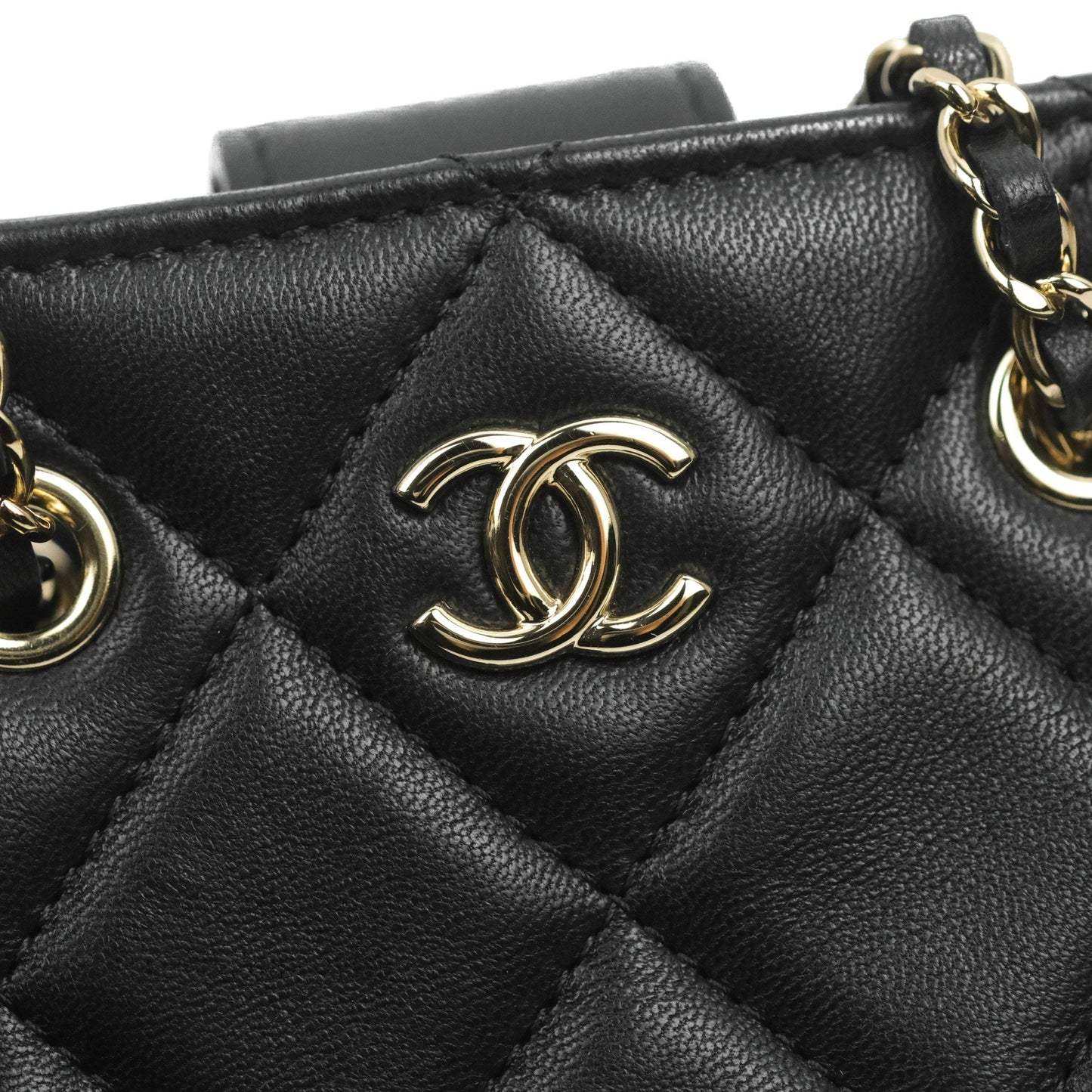 Chanel Mini Clutch With Chain Black Lambskin Gold Hardware 22C
