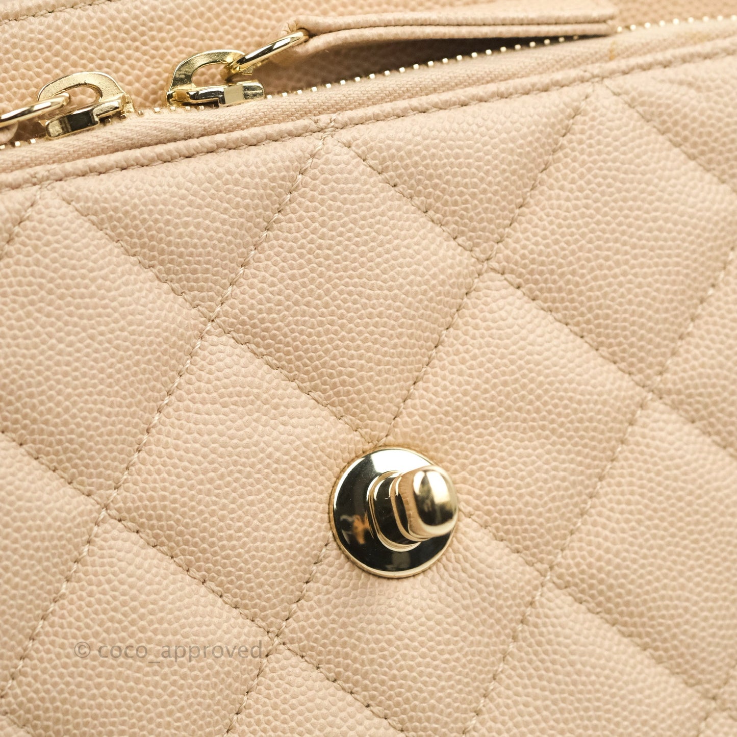 Chanel Quilted Medium Business Affinity Flap Light Beige Caviar Gold Hardware