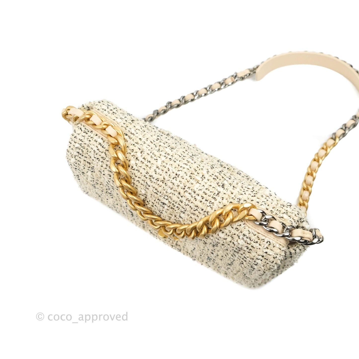 Chanel 19 Small Tweed Oreo Cream Mixed Hardware