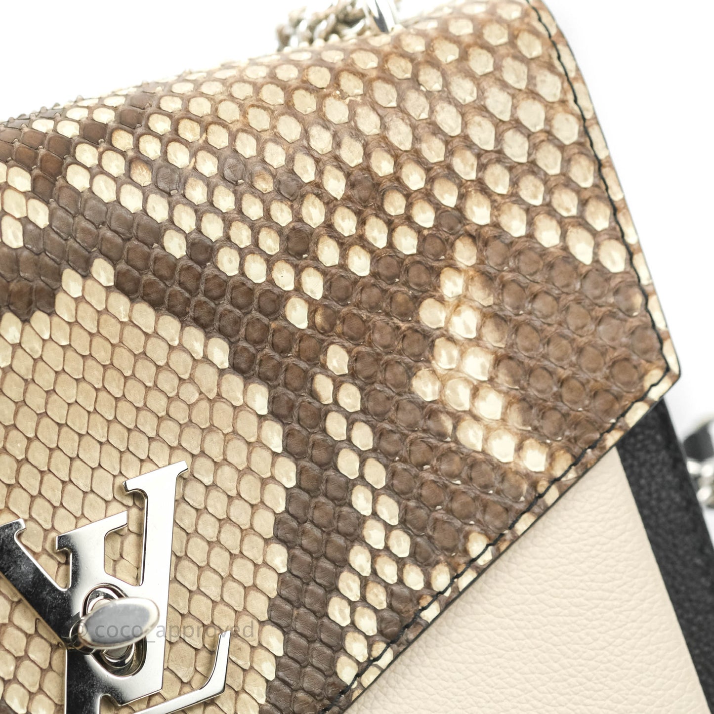 Louis Vuitton  My Lockme Chain Bag BB Black Brown Python Calfskin